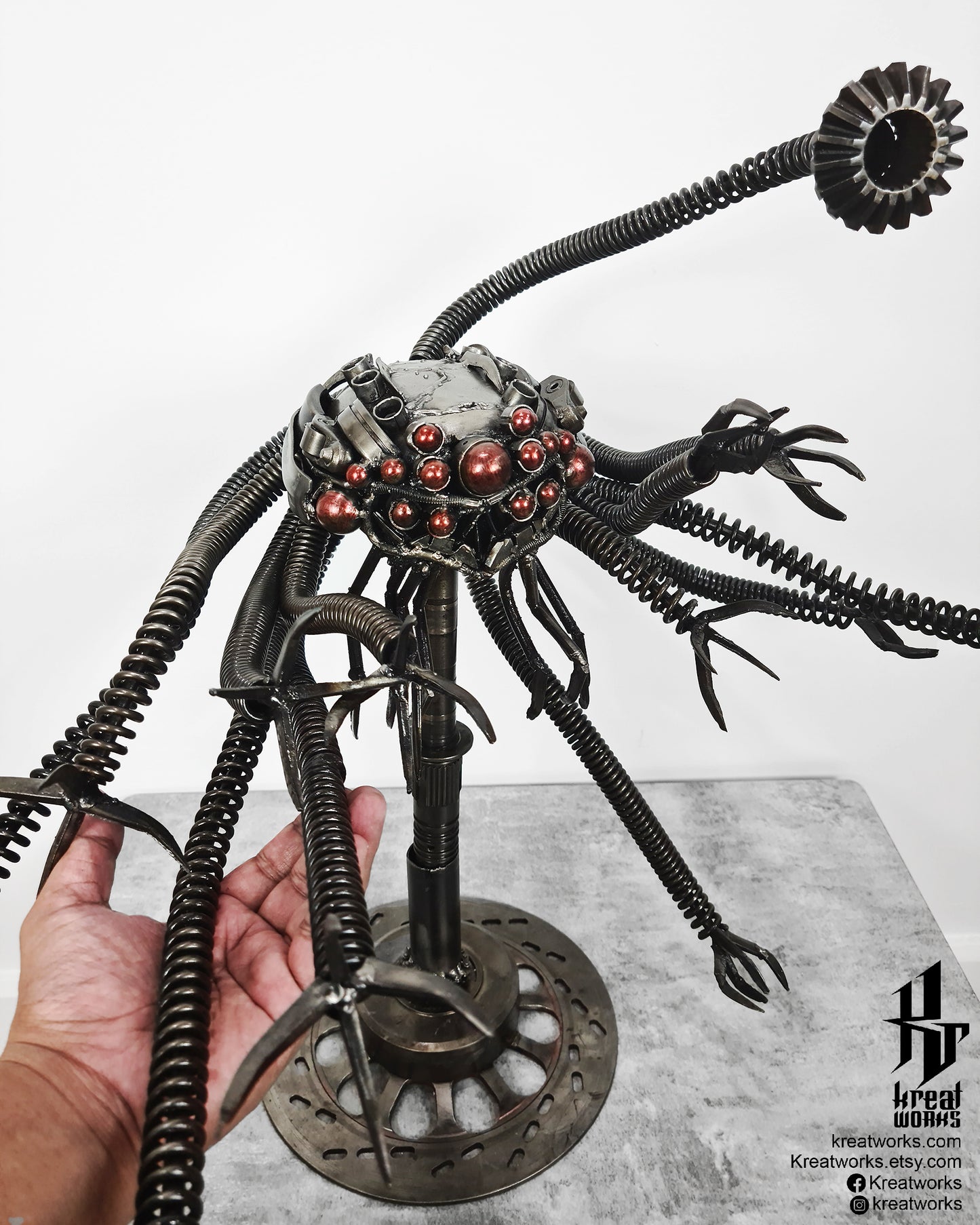 Recycled Metal Giant Squid Robot Sculpture / Recycle Metal Sustainable Sculpture Art