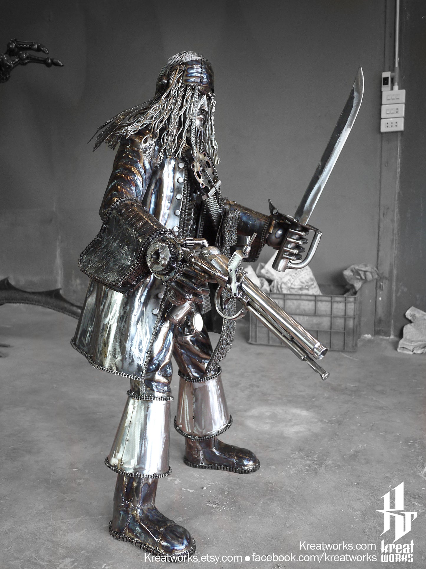 Recycled Metal Captain Statue (made-to-order) / Recycle Metal Sustainable Sculpture Art