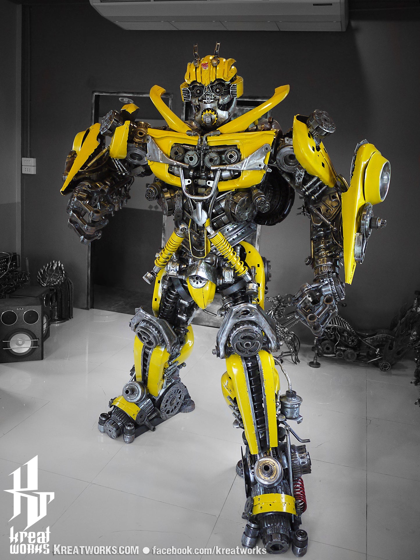 Dieselpunk Boxing Robot (made-to-order) / Recycle Metal Sustainable Sculpture Art