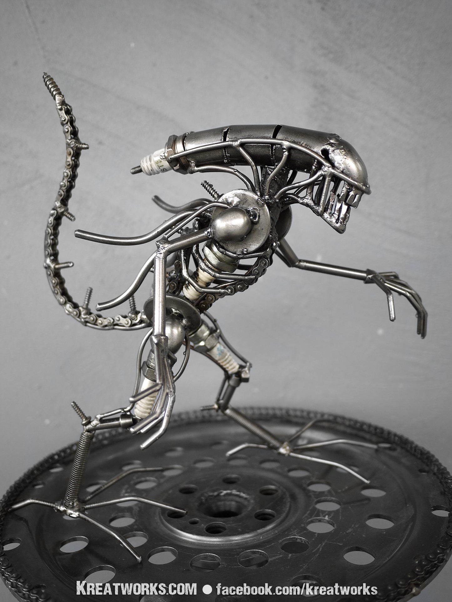 Mini Metal Monster : tail down (small item) / Recycle Metal Sustainable Sculpture Art