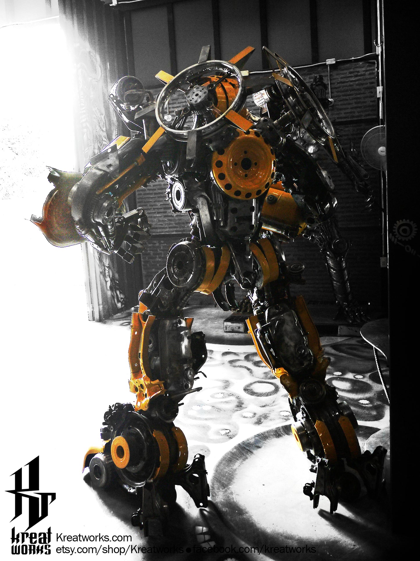 Recycled Metal Boxing Robot (2 m height) / Recycle Metal Sustainable Sculpture Art