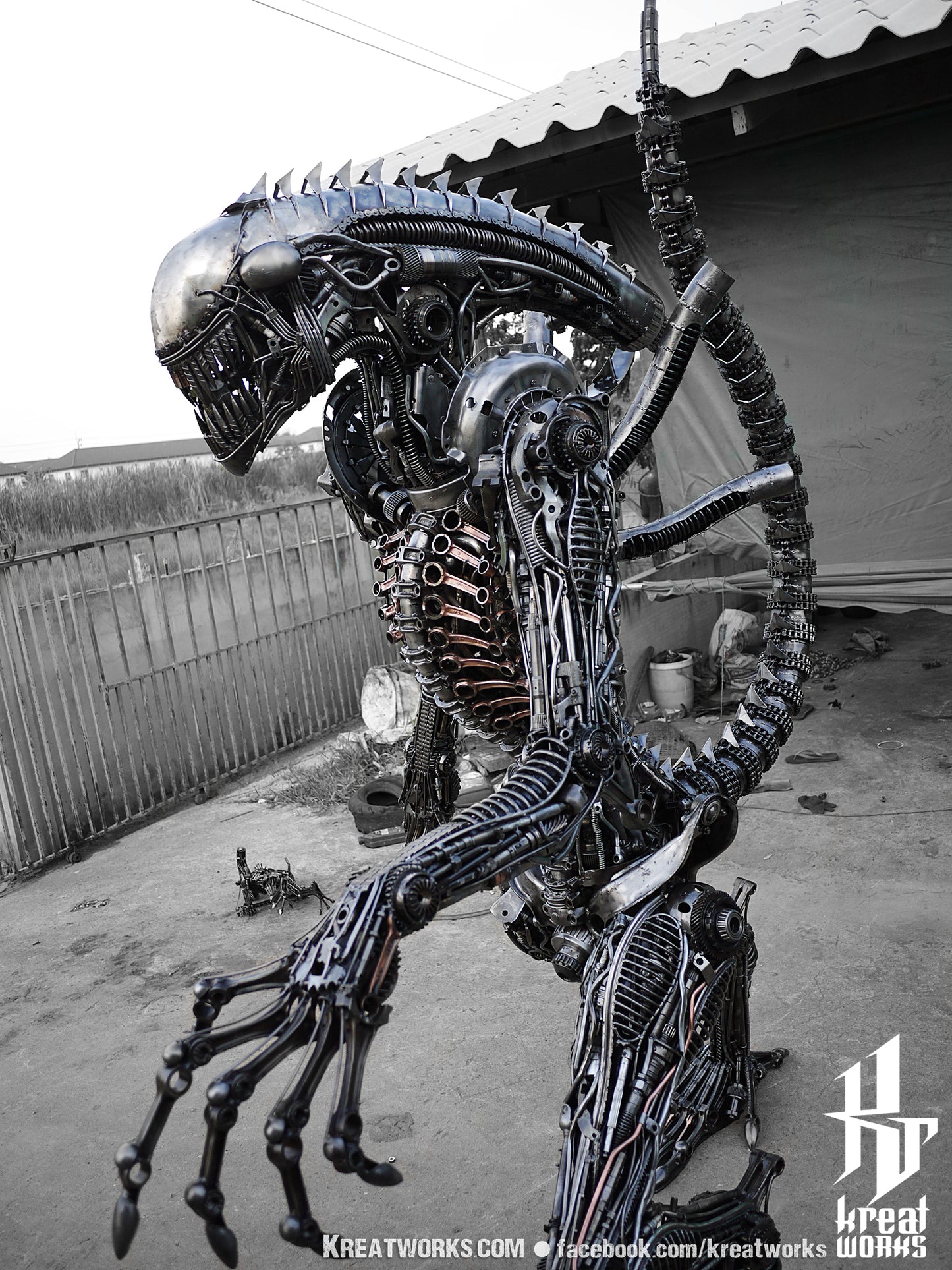 Biomechanical Recycled Metal Monster (made-to-order) / Recycle Metal Sustainable Sculpture Art