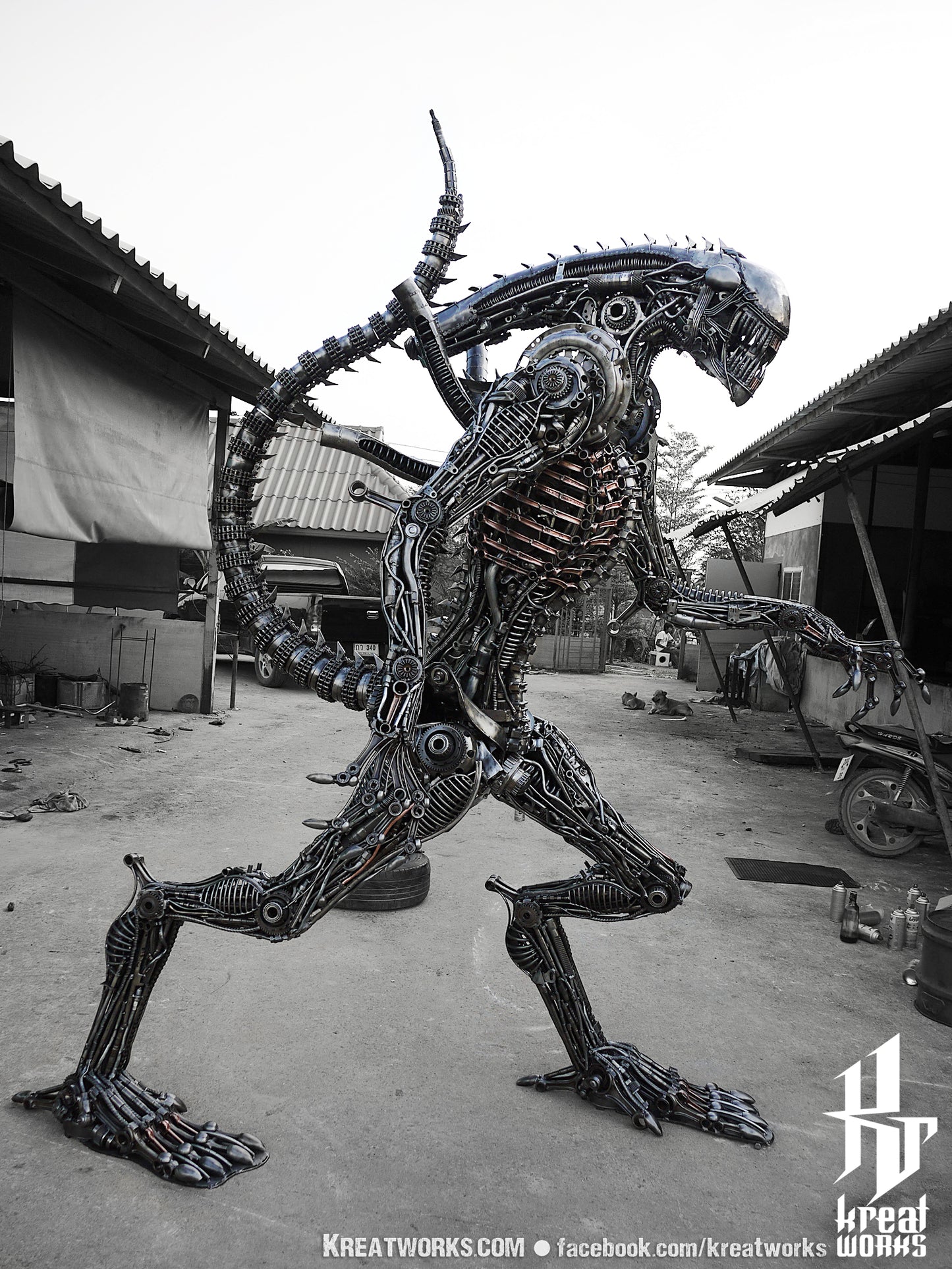 Biomechanical Recycled Metal Monster (made-to-order) / Recycle Metal Sustainable Sculpture Art
