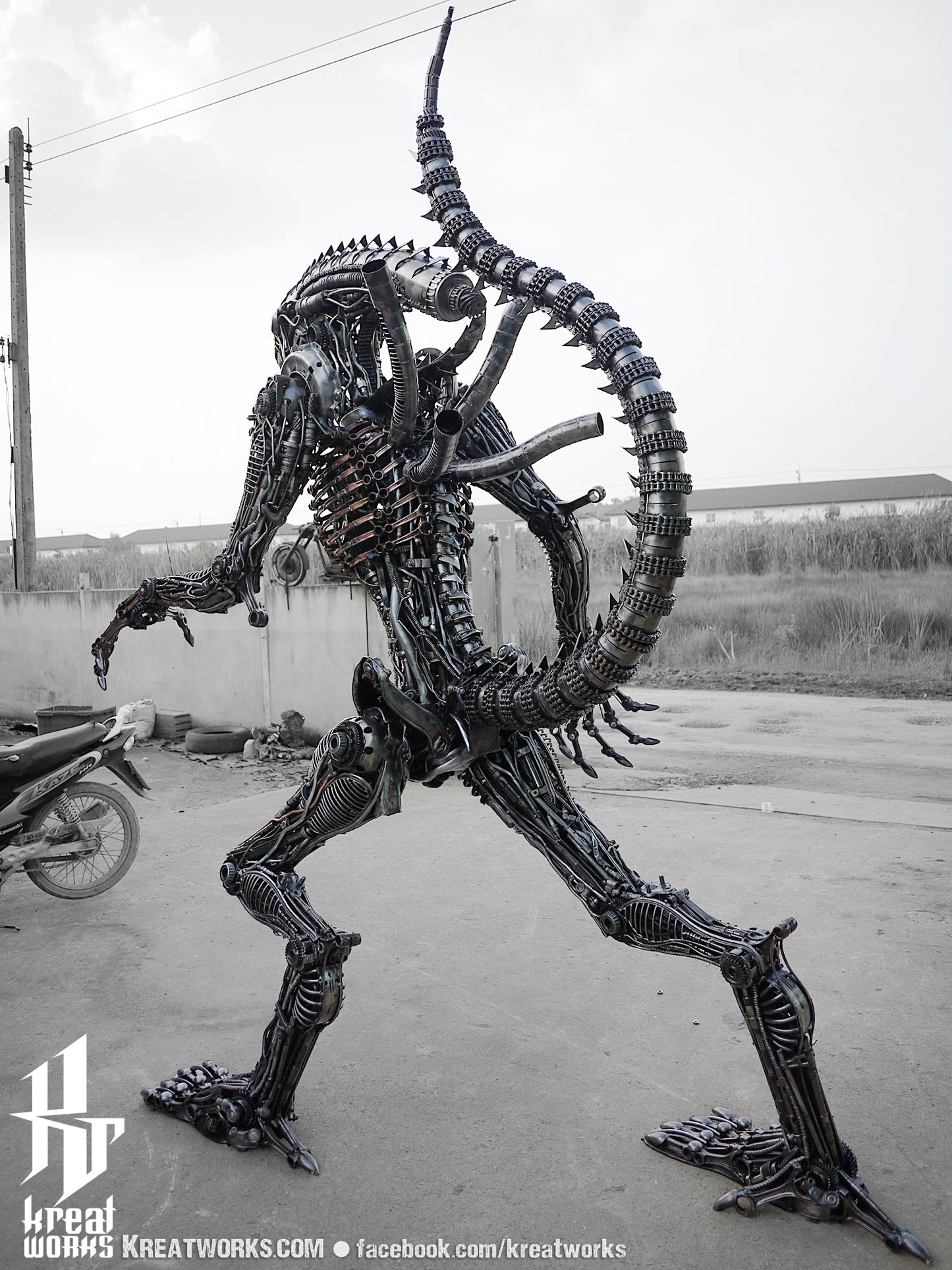 Biomechanical Recycled Metal Monster (made-to-order) / Recycle Metal Sustainable Sculpture Art