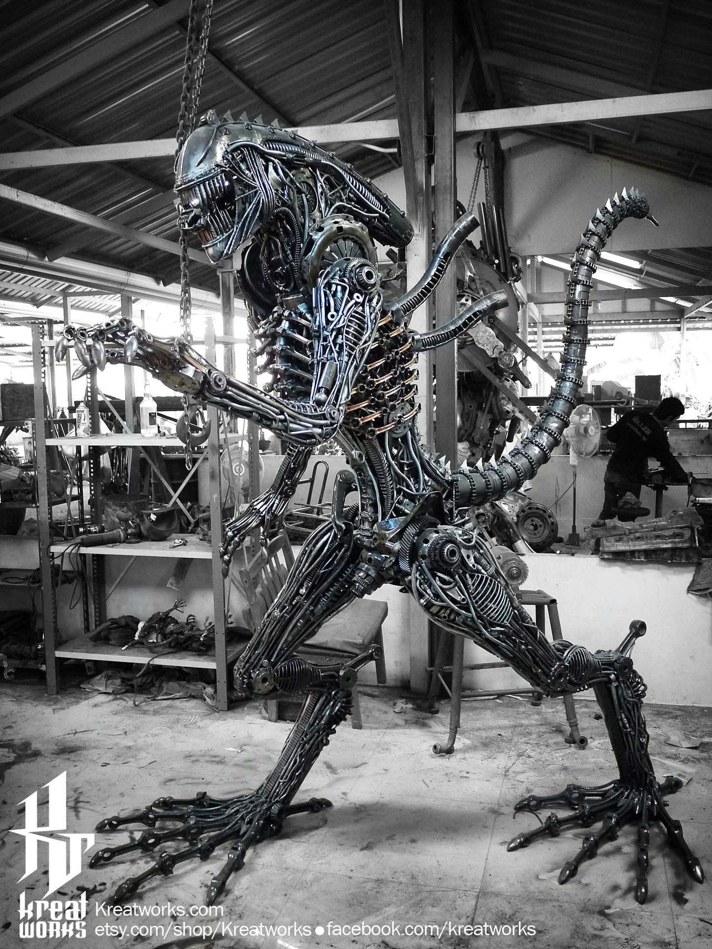 Recycled Metal Cruel Monster (2.45m / 8 ft height) / Recycle Metal Sustainable Sculpture Art