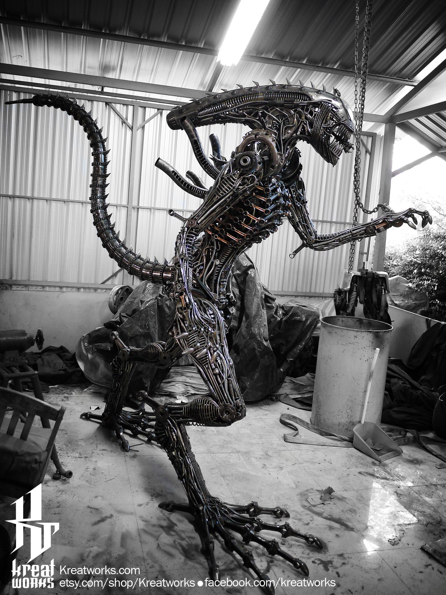 Recycled Metal Cruel Monster (2.45m / 8 ft height) / Recycle Metal Sustainable Sculpture Art