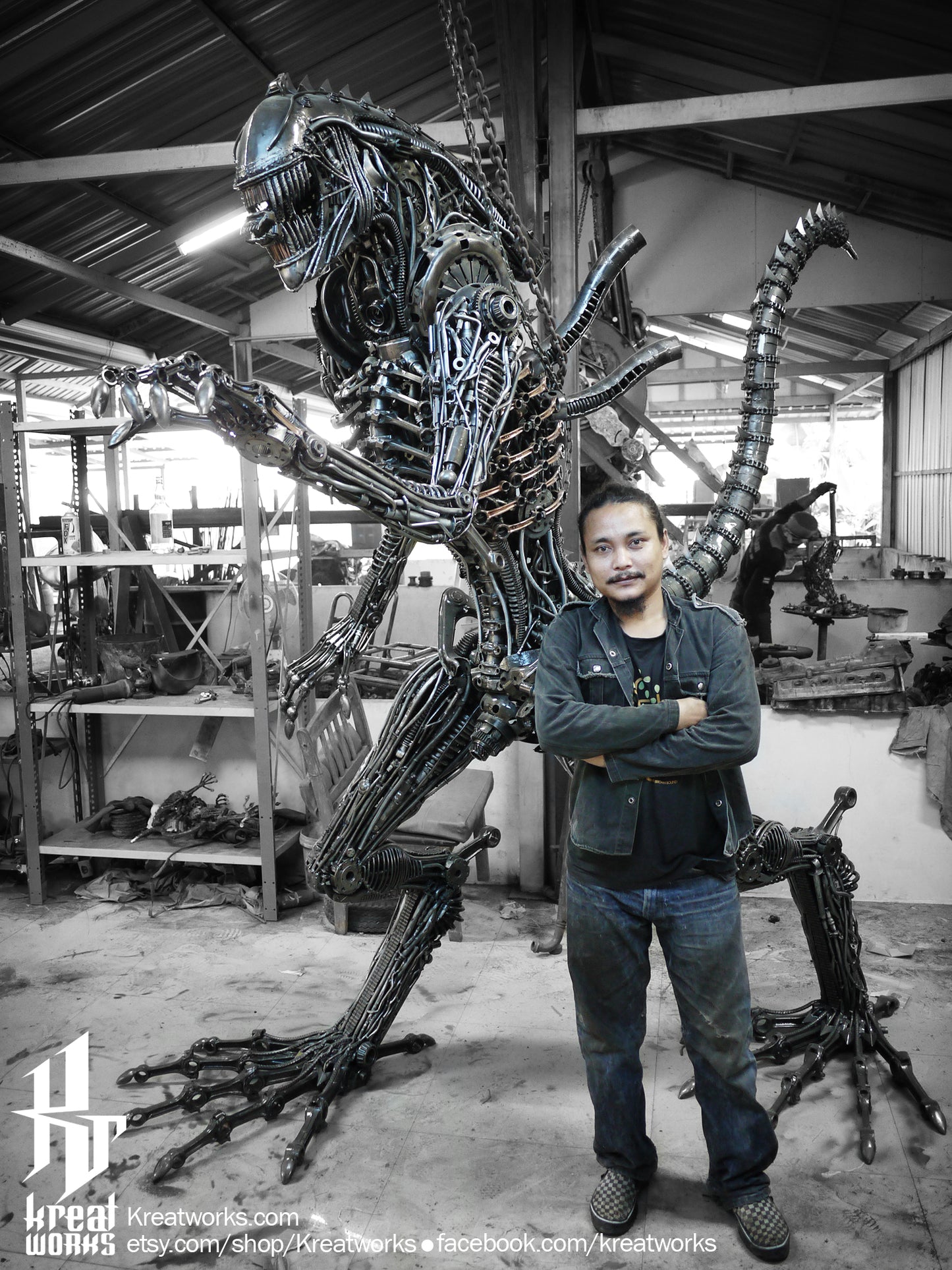 Recycled Metal Cruel Monster (2.45m / 8 ft height) / Recycle Metal Sustainable Sculpture Art