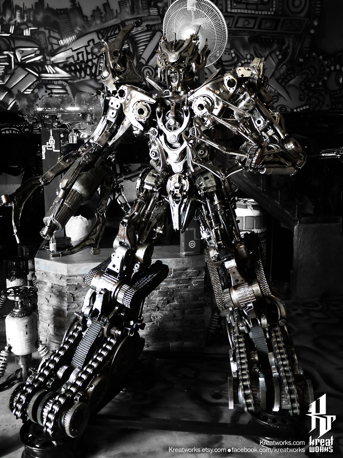 Recycled Metal Dreaded Robot (2.5 m height) / Recycle Metal Sustainable Sculpture Art