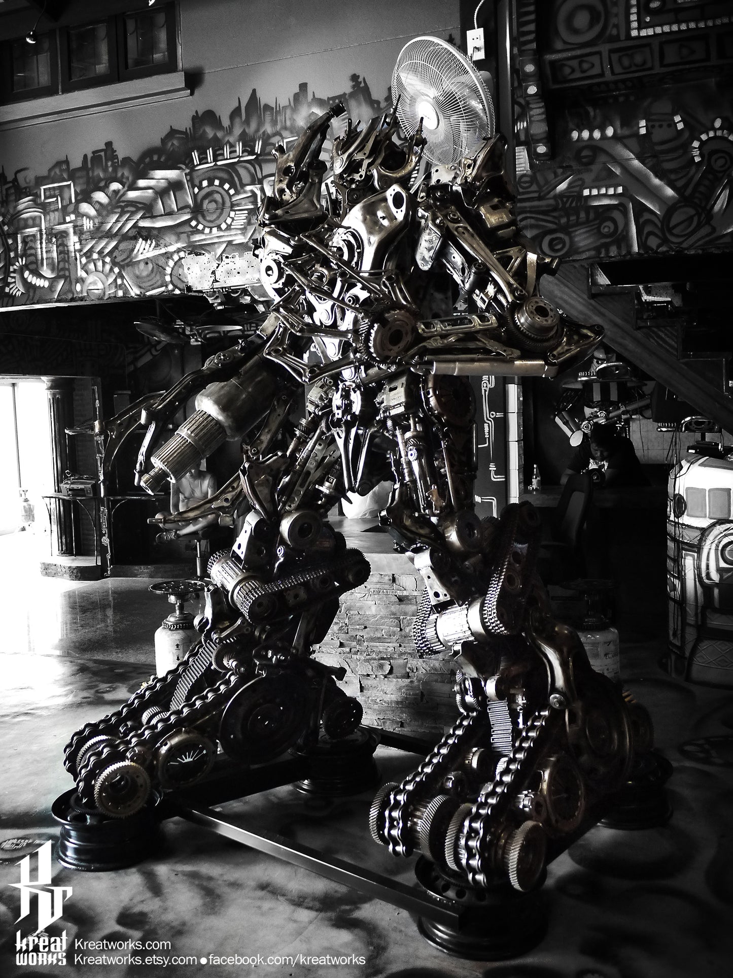 Recycled Metal Dreaded Robot (2.5 m height) / Recycle Metal Sustainable Sculpture Art