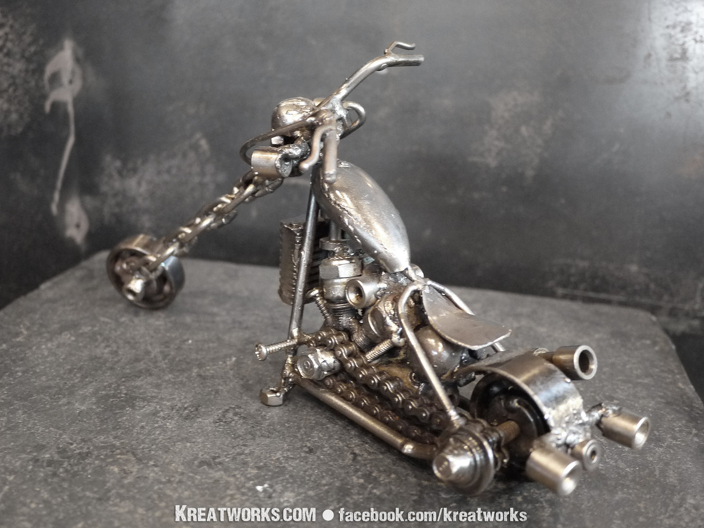 Skull Motorcycle (small item) / Recycle Metal Sustainable Sculpture Art