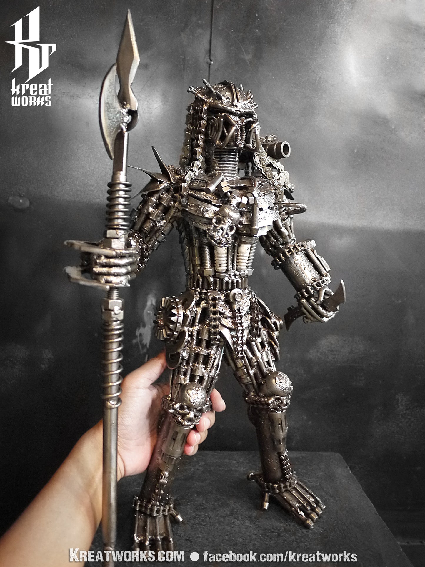 Metal Standing Hunter : Pike (Medium item) / Recycle Metal Sustainable Sculpture Art