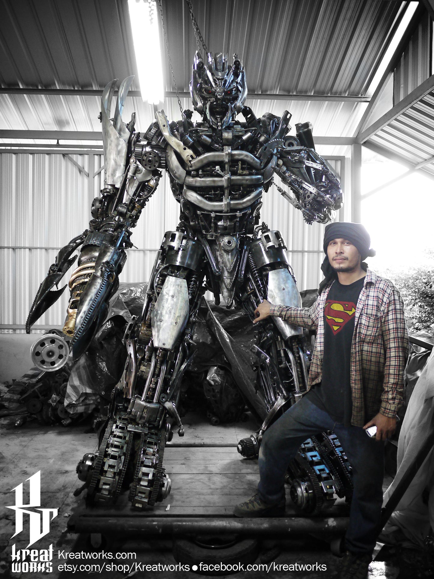 Recycled Metal Dreaded Robot (made-to-order) / Recycle Metal Sustainable Sculpture Art