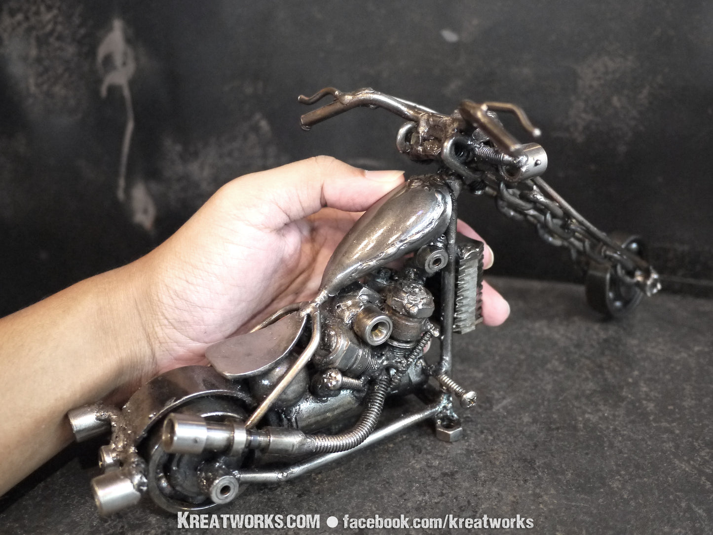 Skull Motorcycle (small item) / Recycle Metal Sustainable Sculpture Art