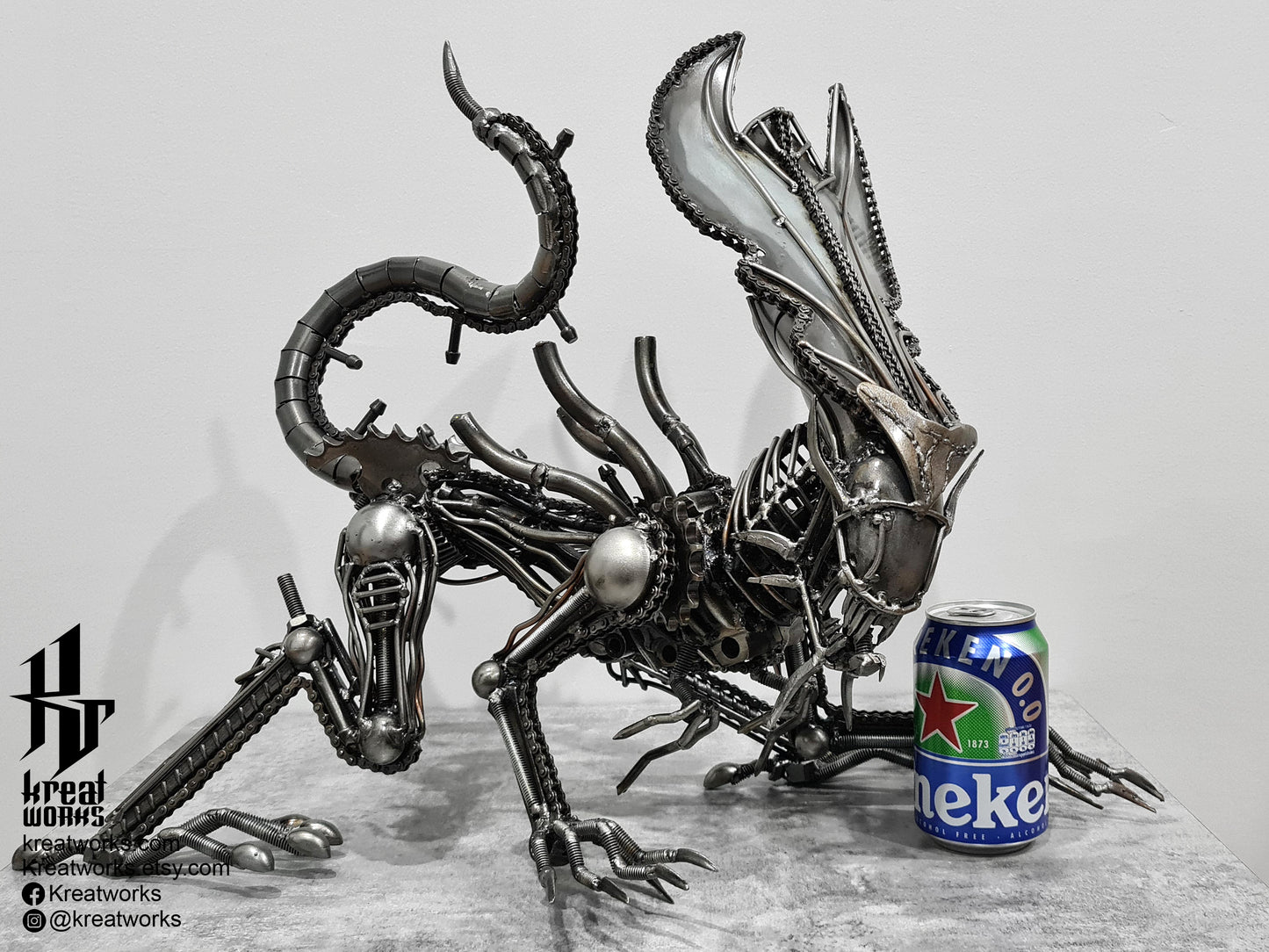 Recycled Metal Genocide Crouching Queen Monster (Medium item) / Recycle Metal Sustainable Sculpture Art