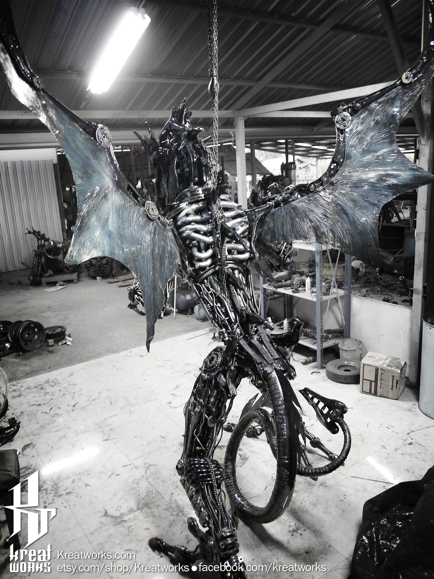 Recycled Metal Giant Dragon (made-to-order) / Recycle Metal Sustainable Sculpture Art