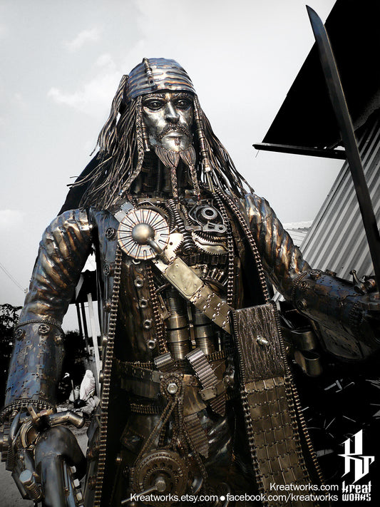 Steampunk Pirate (made-to-order) / Recycle Metal Sustainable Sculpture Art