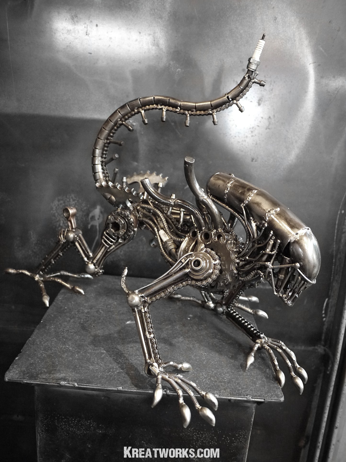 The Metal Crouching Monster (Medium item) / Recycle Metal Sustainable Sculpture Art