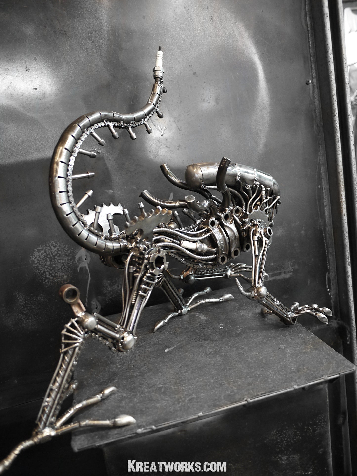 The Metal Crouching Monster (Medium item) / Recycle Metal Sustainable Sculpture Art