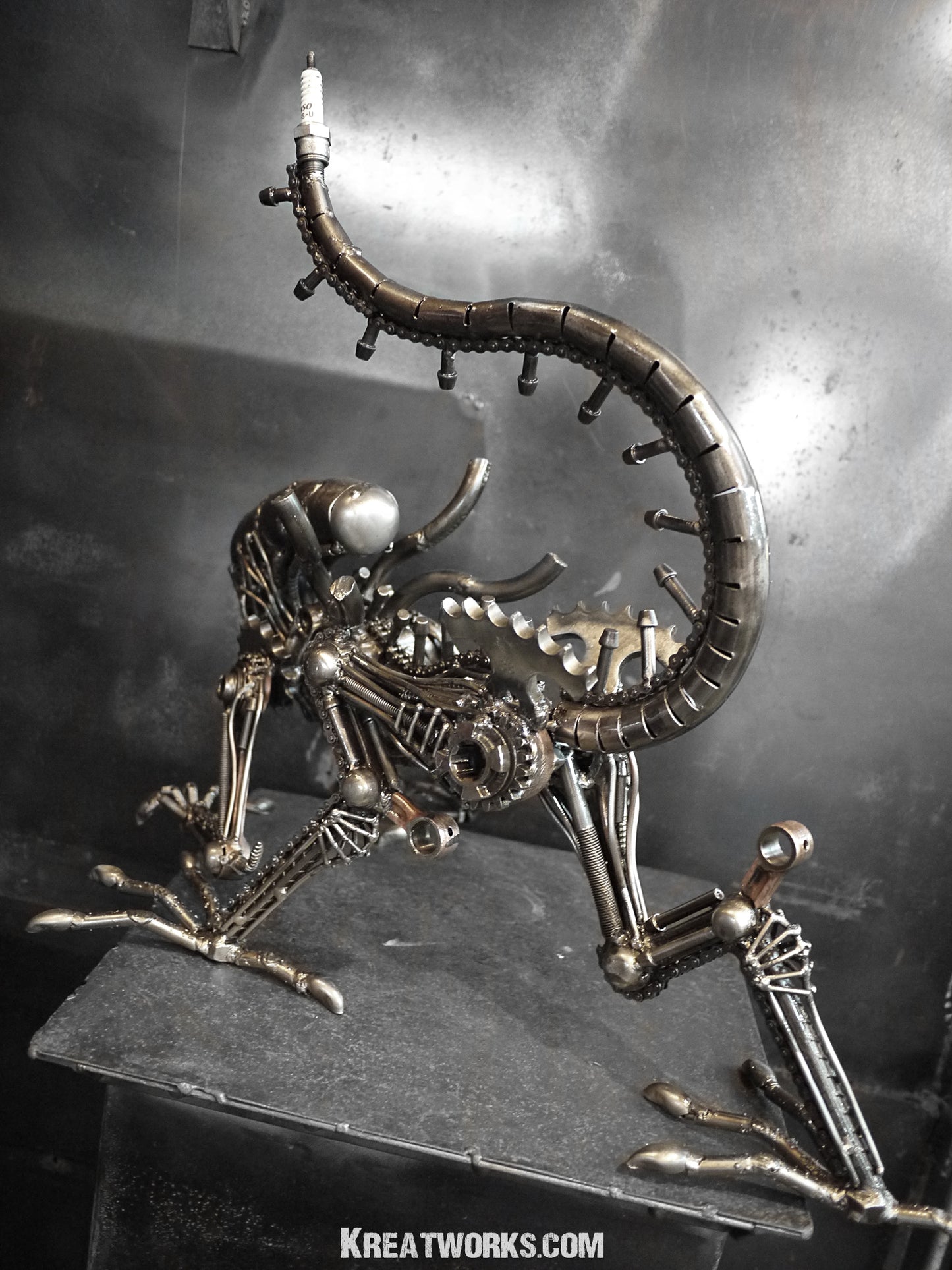 The Metal Crouching Monster (Medium item) / Recycle Metal Sustainable Sculpture Art