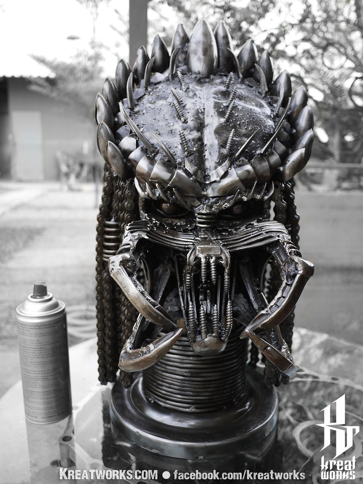 The Steampunk Hunter head / Recycle Metal Sustainable Sculpture Art