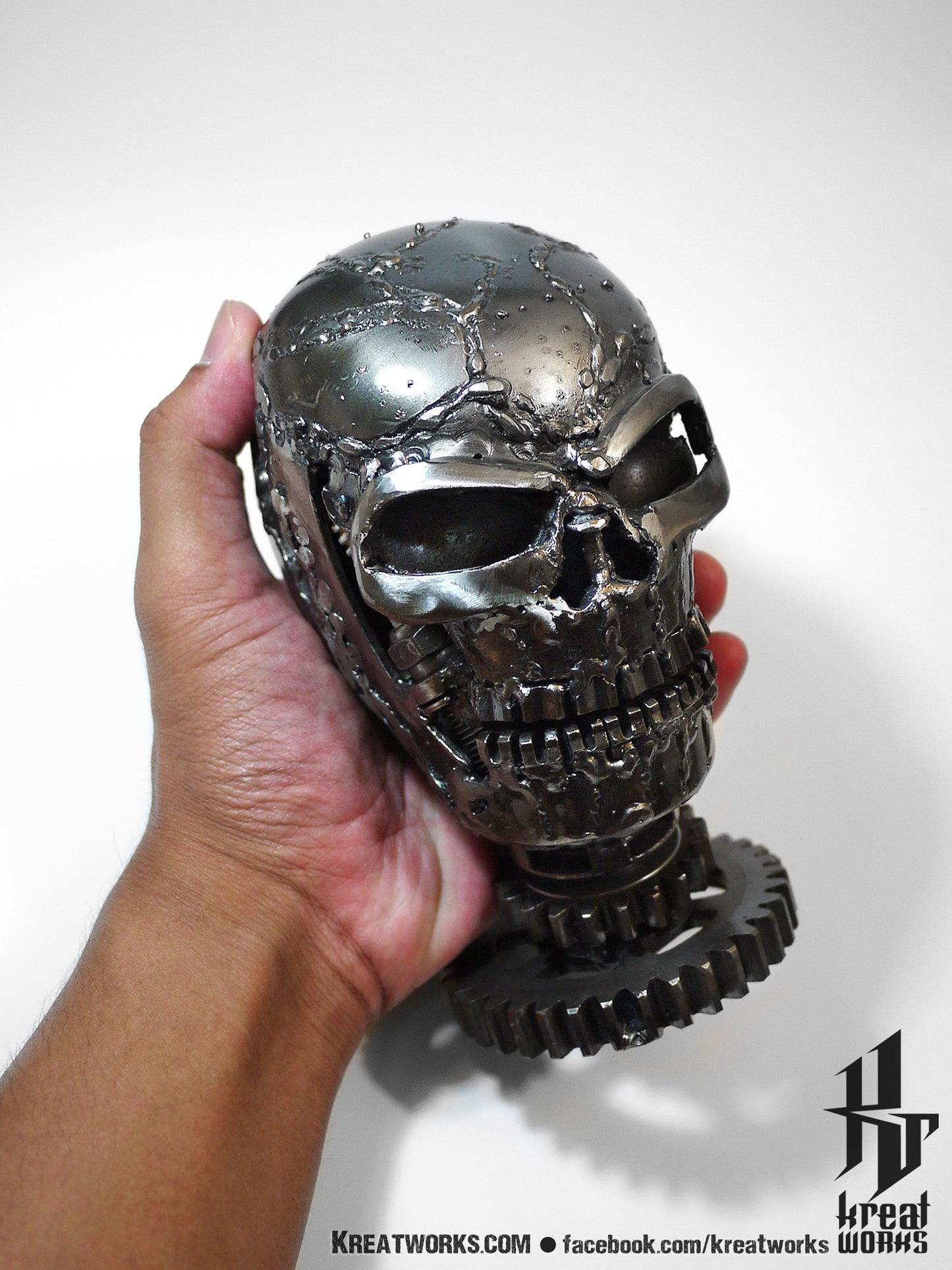 Recycled Metal Mini Skull (small item) / Recycle Metal Sustainable Sculpture Art