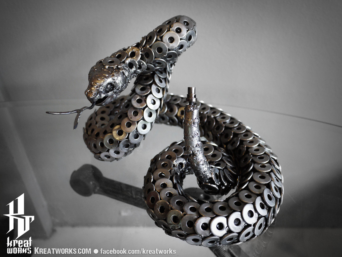 Metal Rattlesnake (Medium item) / Recycle Metal Sustainable Sculpture Art