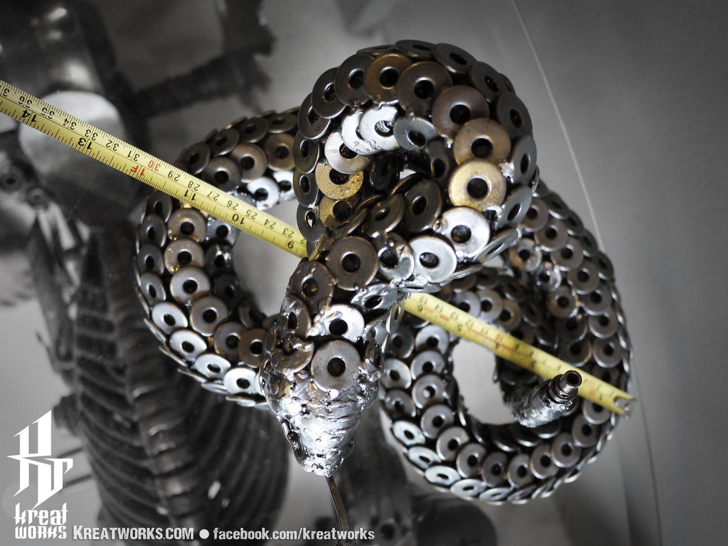 Metal Rattlesnake (Medium item) / Recycle Metal Sustainable Sculpture Art