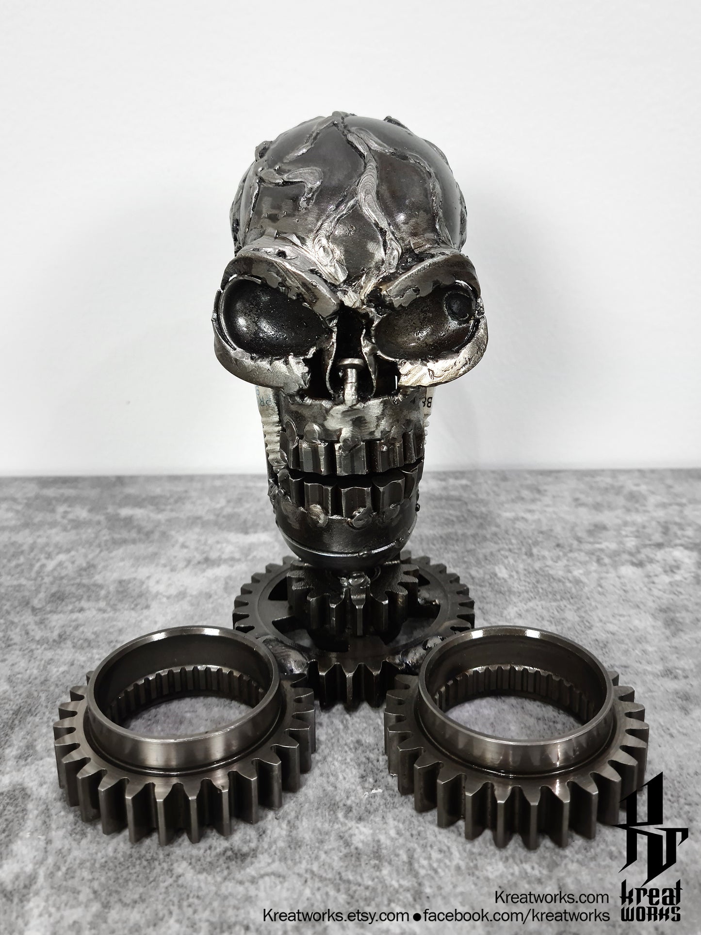 Recycled Metal Scented Candle Holder Skull (small item) / Recycle Metal Sustainable Sculpture Art