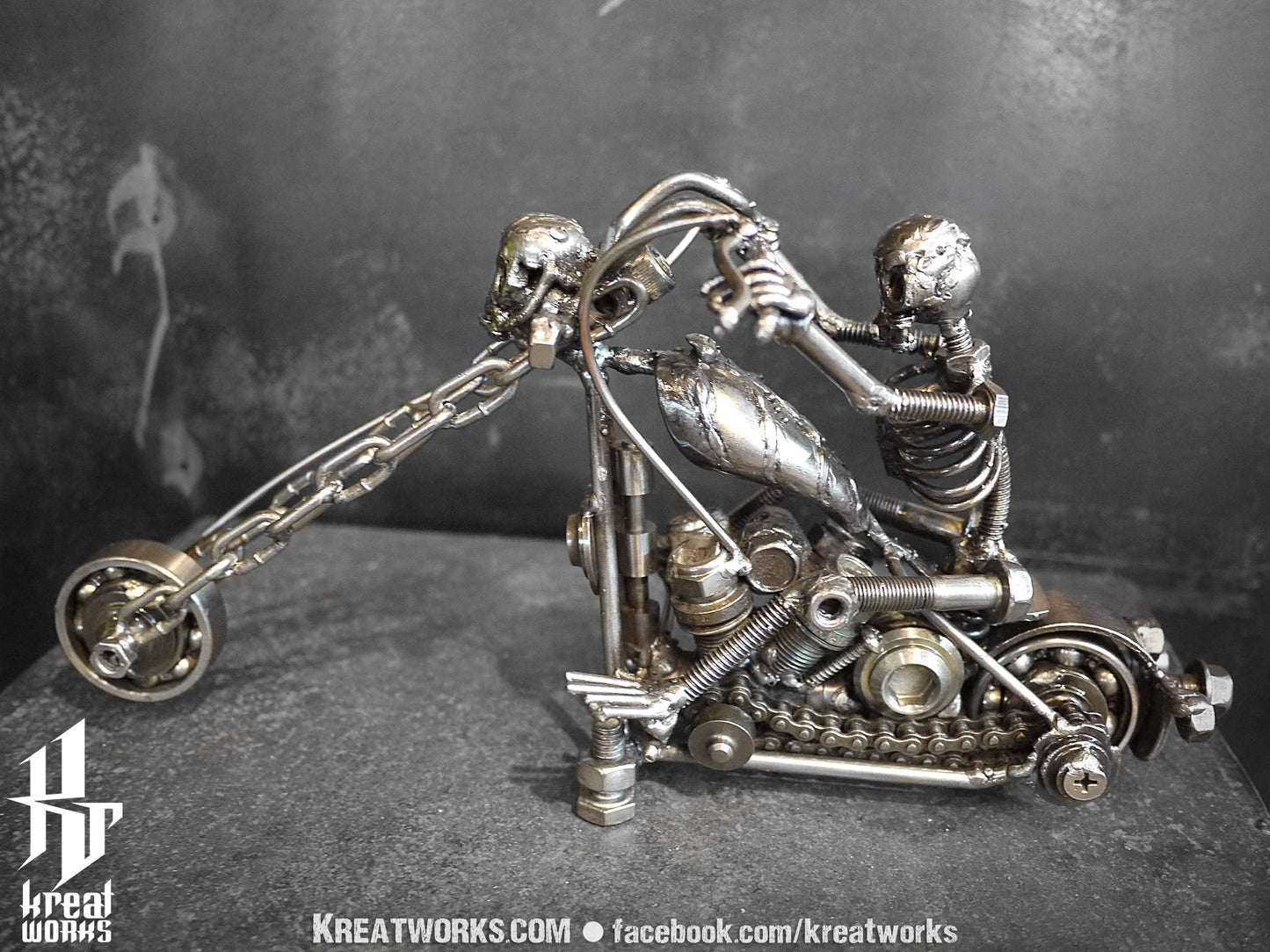 Metal Skeleton Rider (small item) / Recycle Metal Sustainable Sculpture Art