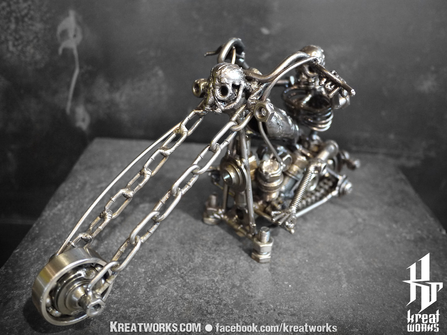 Metal Skeleton Rider (small item) / Recycle Metal Sustainable Sculpture Art