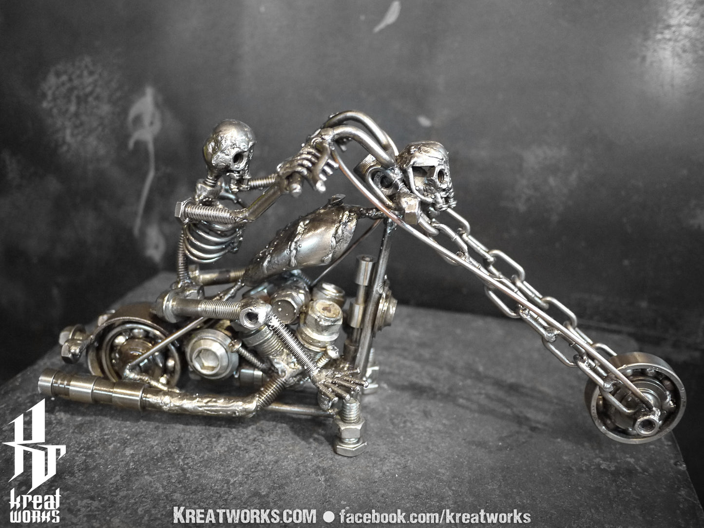 Metal Skeleton Rider (small item) / Recycle Metal Sustainable Sculpture Art