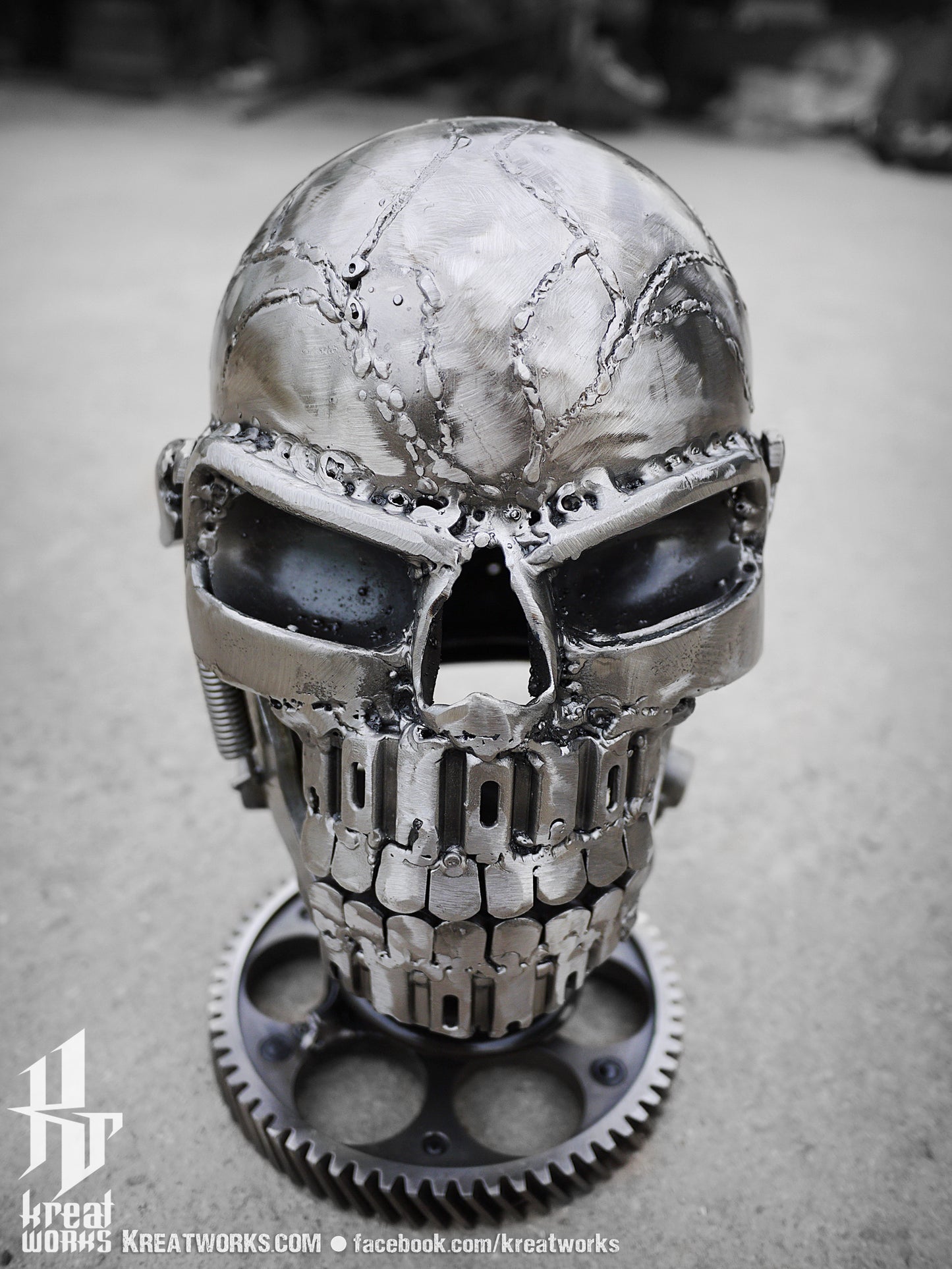 Recycled Metal Skull / Recycle Metal Sustainable Sculpture Art