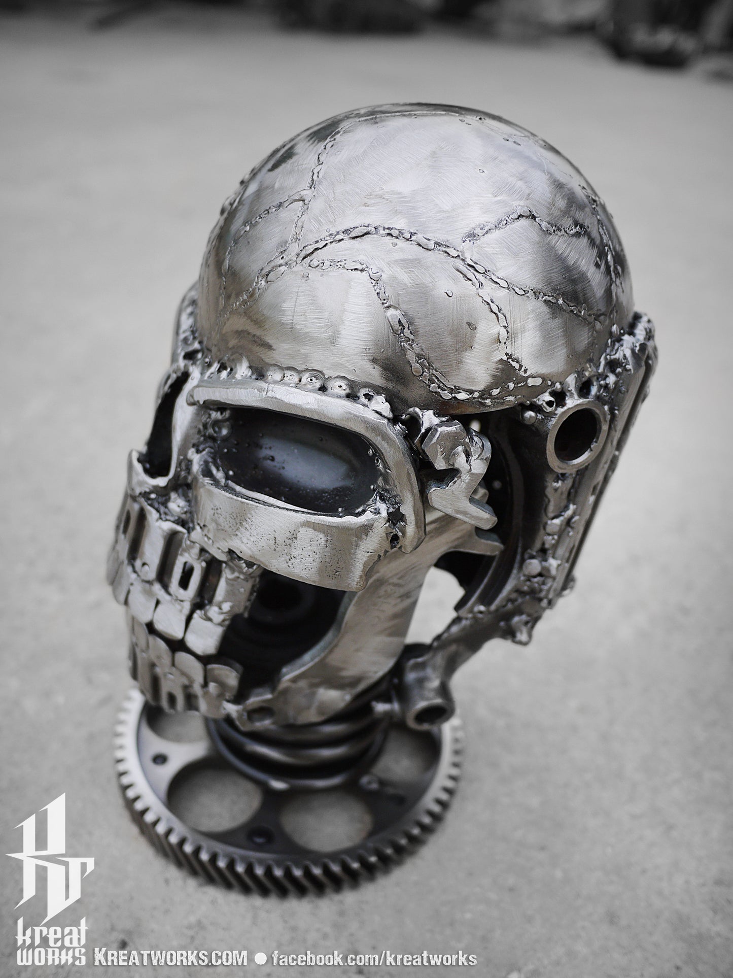 Recycled Metal Skull / Recycle Metal Sustainable Sculpture Art