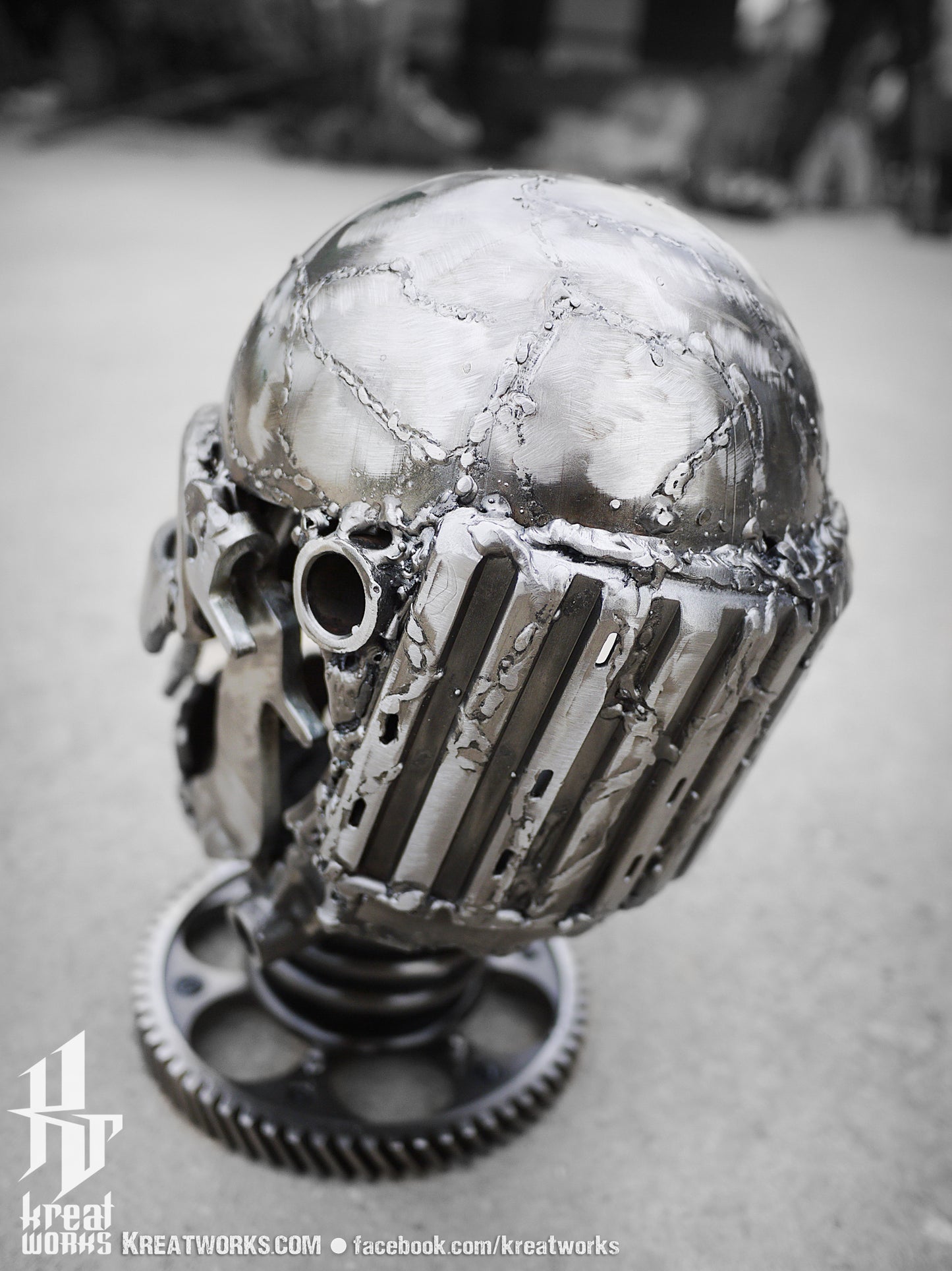 Recycled Metal Skull / Recycle Metal Sustainable Sculpture Art