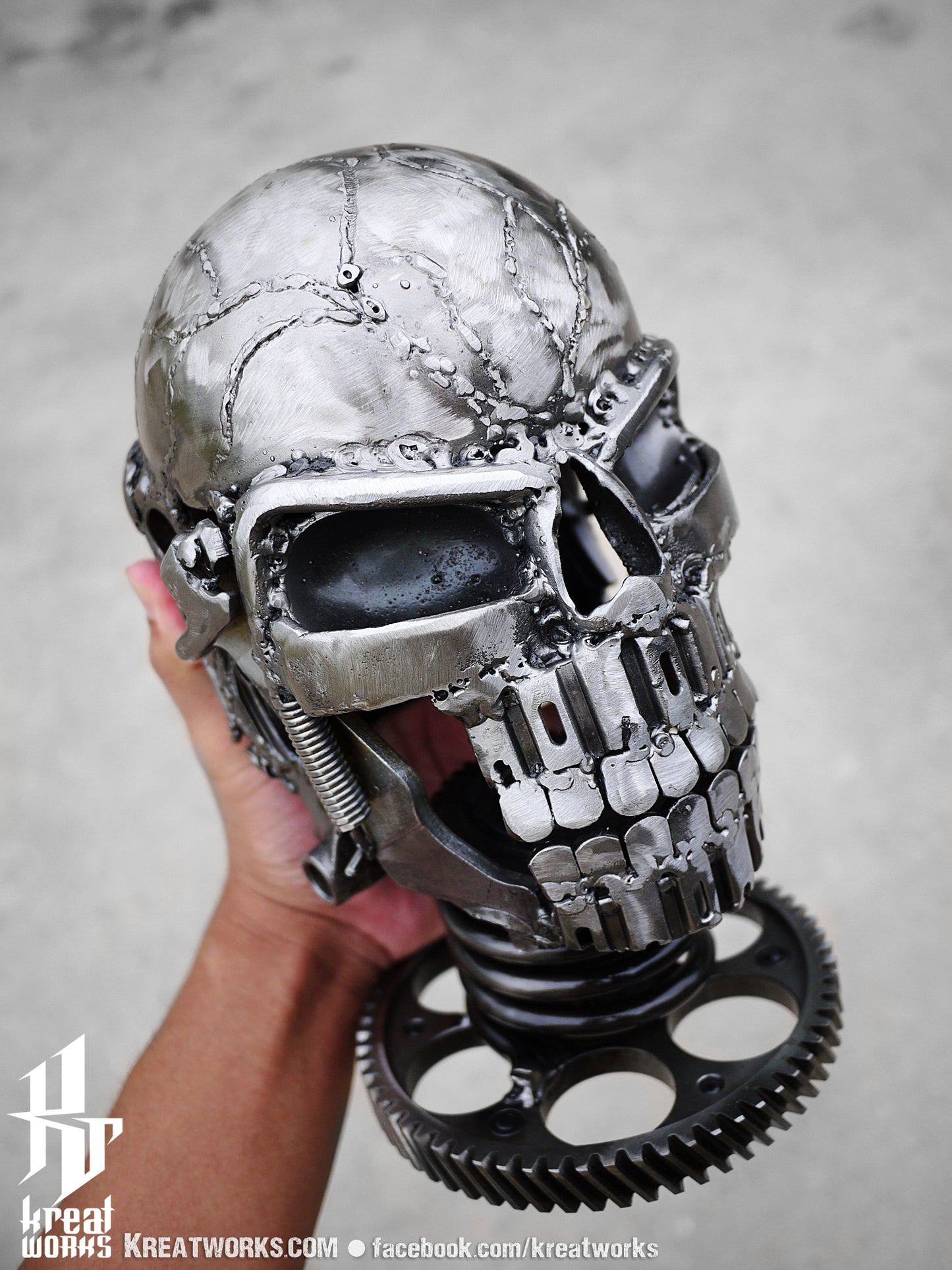 Recycled Metal Skull / Recycle Metal Sustainable Sculpture Art