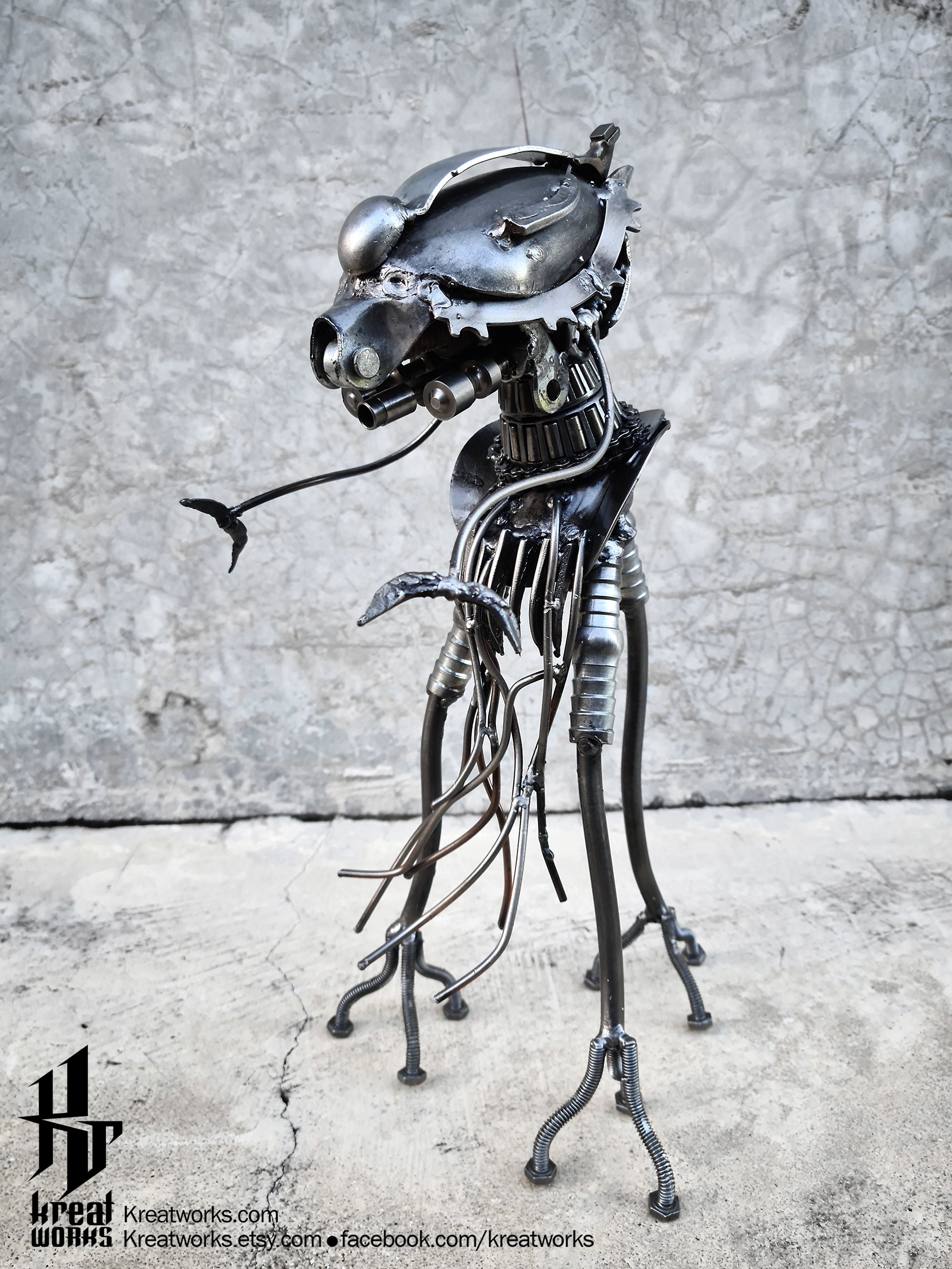 made from recycled metal art