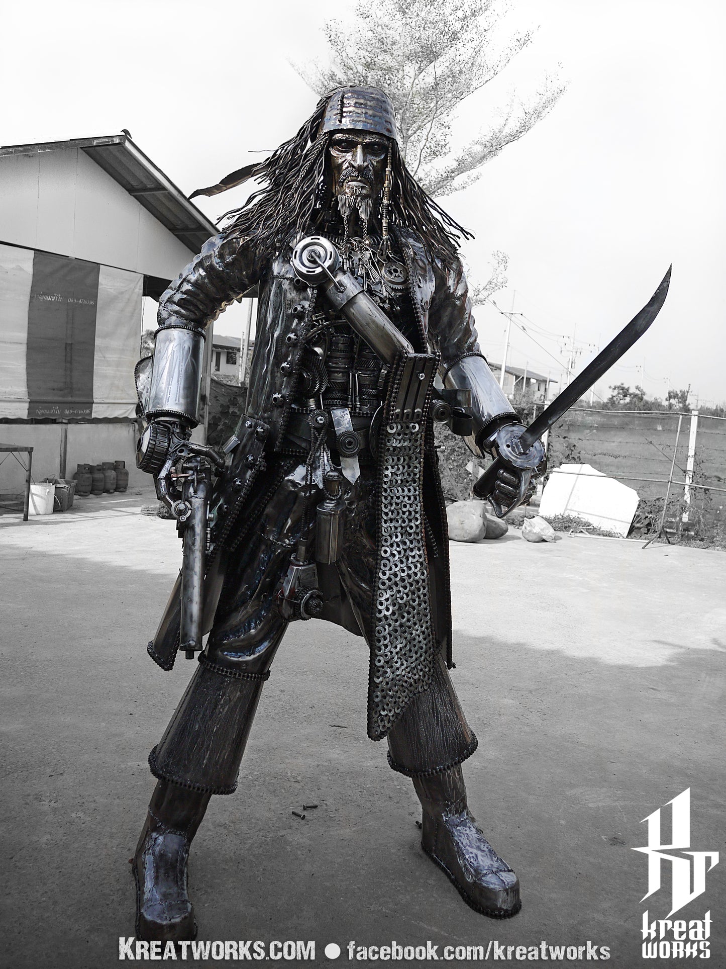 Steampunk Recycled Metal Pirate (made-to-order) / Recycle Metal Sustainable Sculpture Art