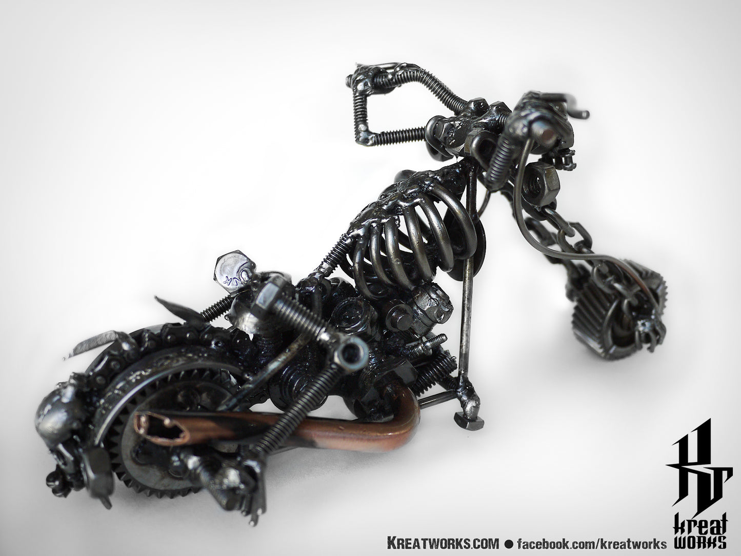 Recycled Metal Skeleton Motorcycle (small item) / Recycle Metal Sustainable Sculpture Art