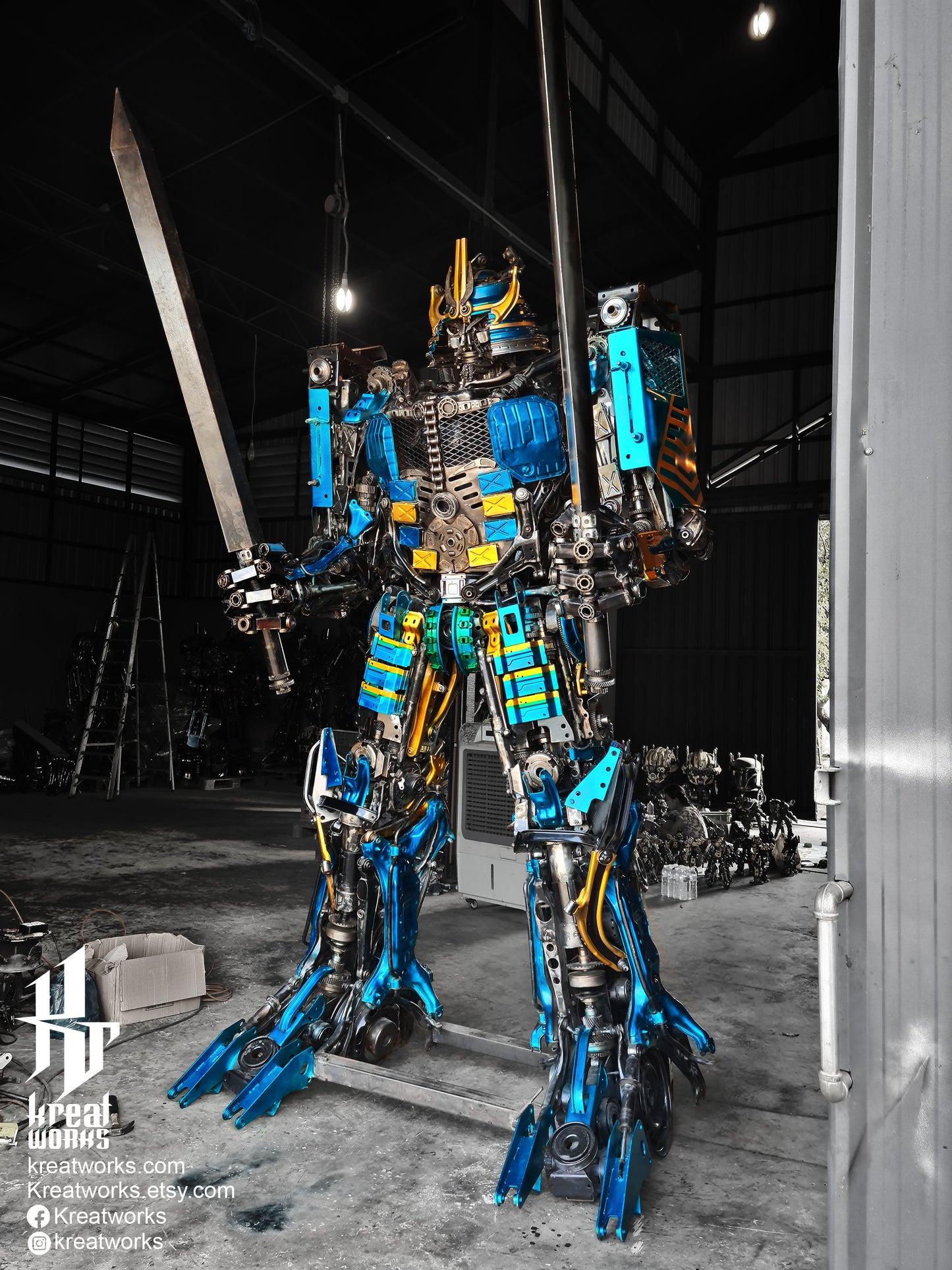 Recycled Metal Samurai Robot (3.5 m height) / Recycle Metal Sustainable Sculpture Art