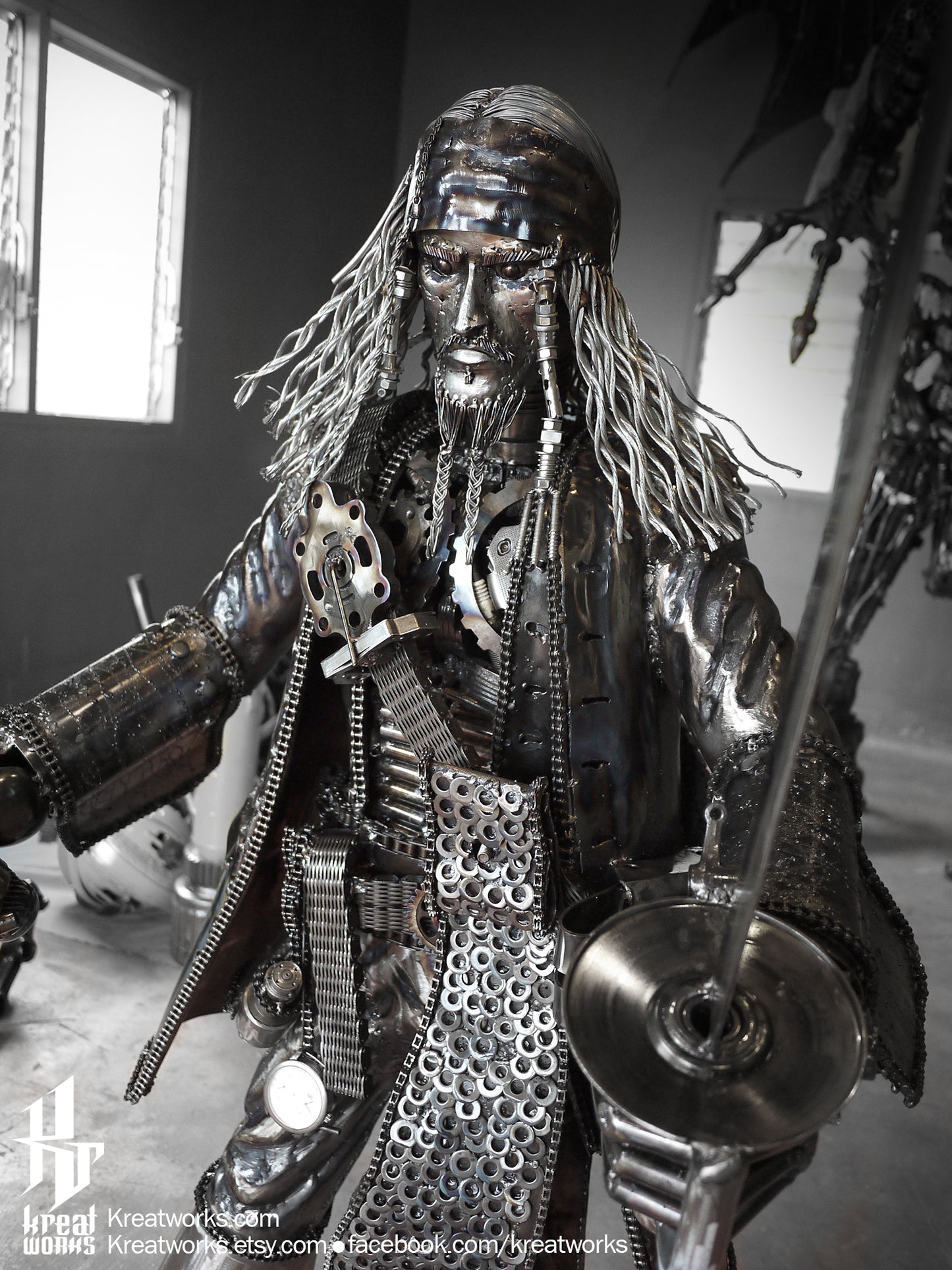 Recycled Metal Captain Statue (made-to-order) / Recycle Metal Sustainable Sculpture Art