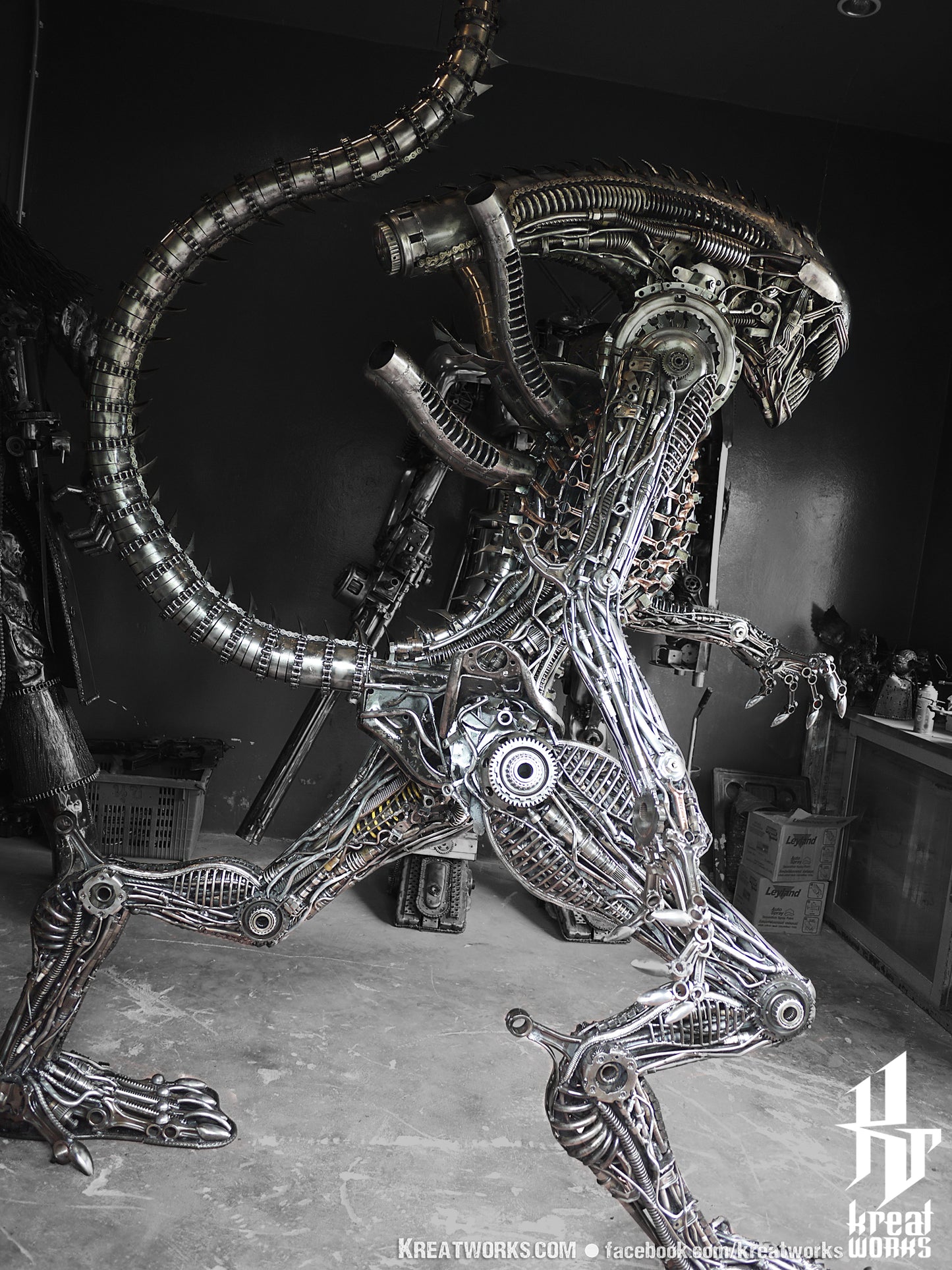 Steampunk Recycled Metal Biomechanical Fierce Monster (made-to-order) / Recycle Metal Sustainable Sculpture Art