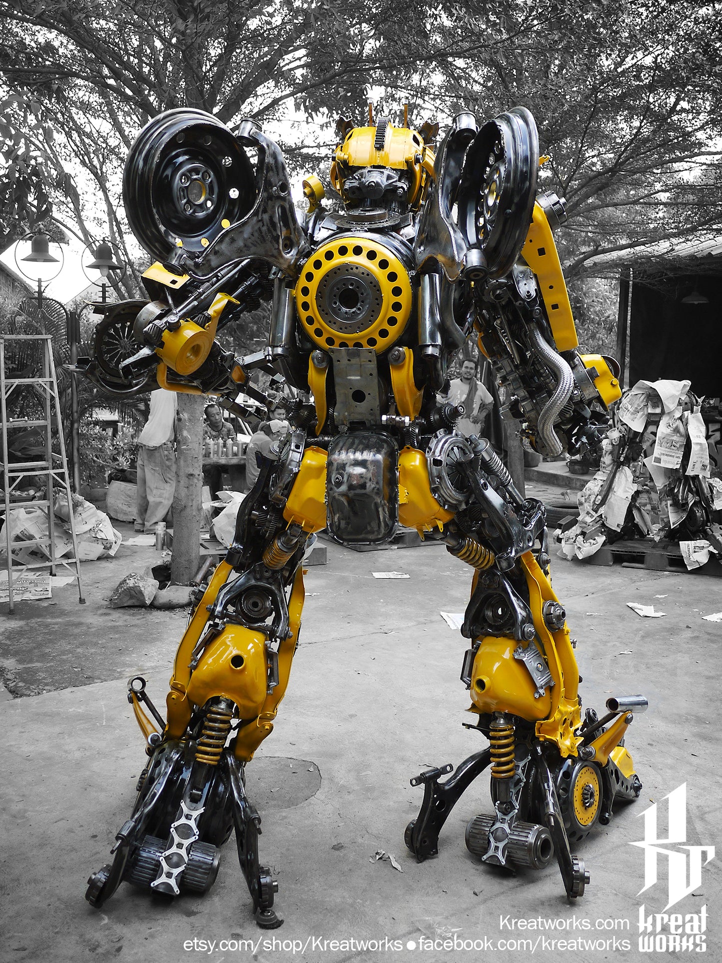 Recycled Metal Boxing Robot (2.4 m height) (made-to-order) / Recycle Metal Sustainable Sculpture Art