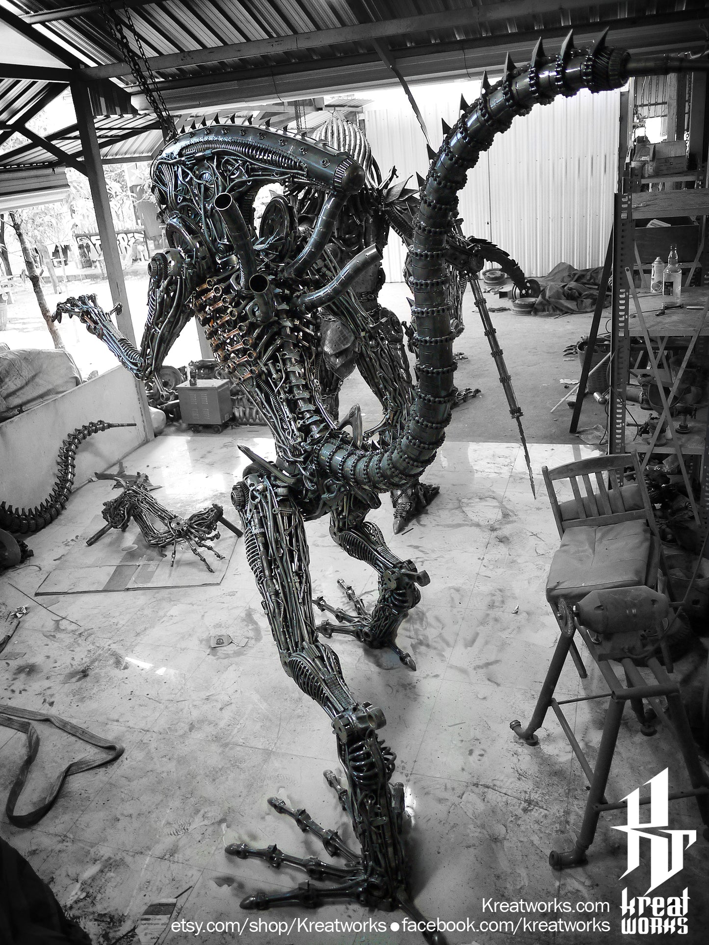 Recycled Metal Cruel Monster (2.45m / 8 ft height) / Recycle Metal Sustainable Sculpture Art