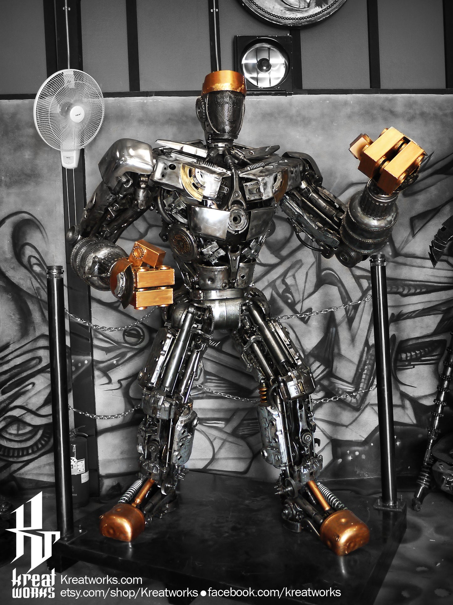Recycled Metal Champion Boxing Robot (2.5 m height) / Recycle Metal Sustainable Sculpture Art