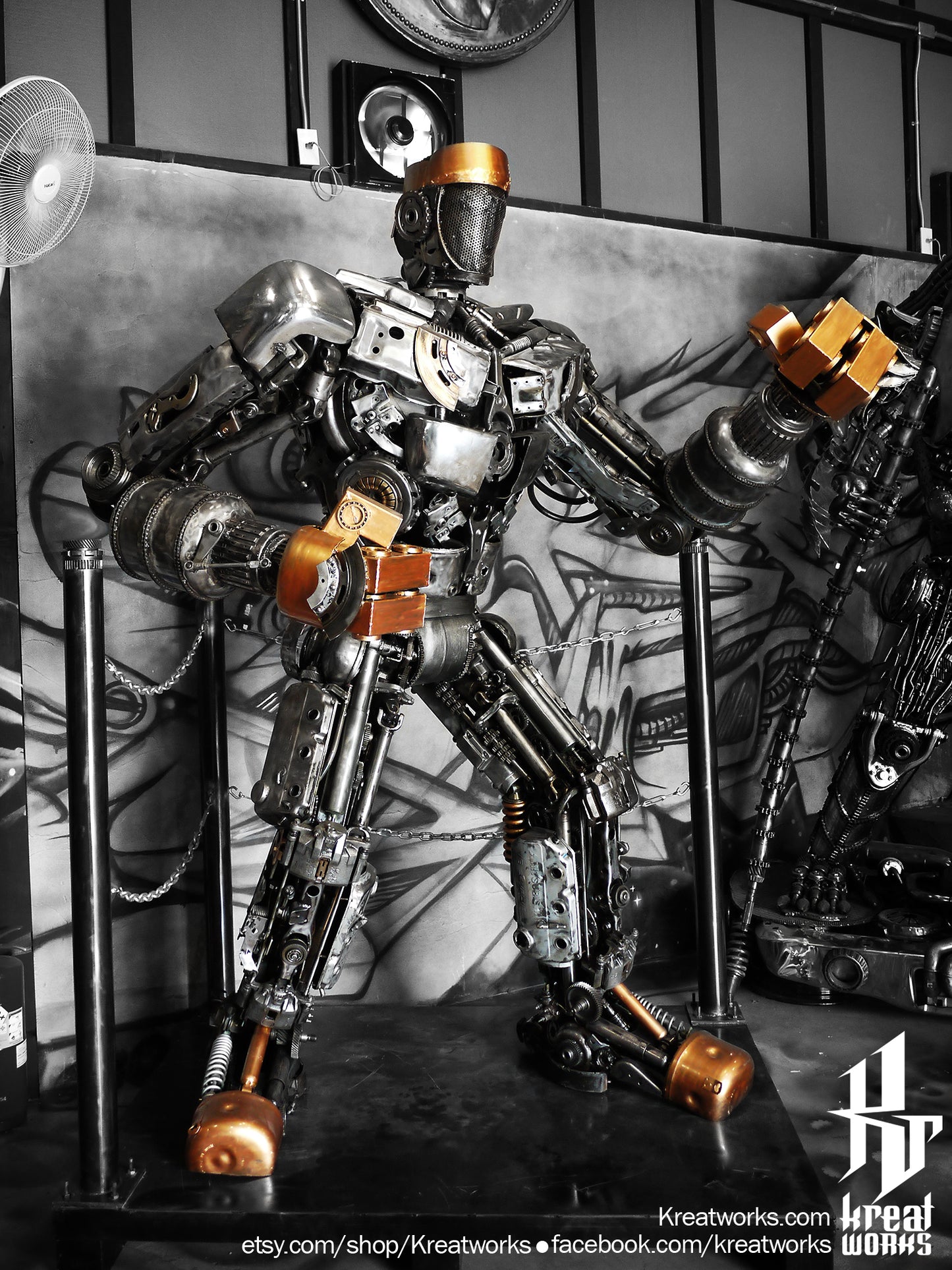 Recycled Metal Champion Boxing Robot (2.5 m height) / Recycle Metal Sustainable Sculpture Art
