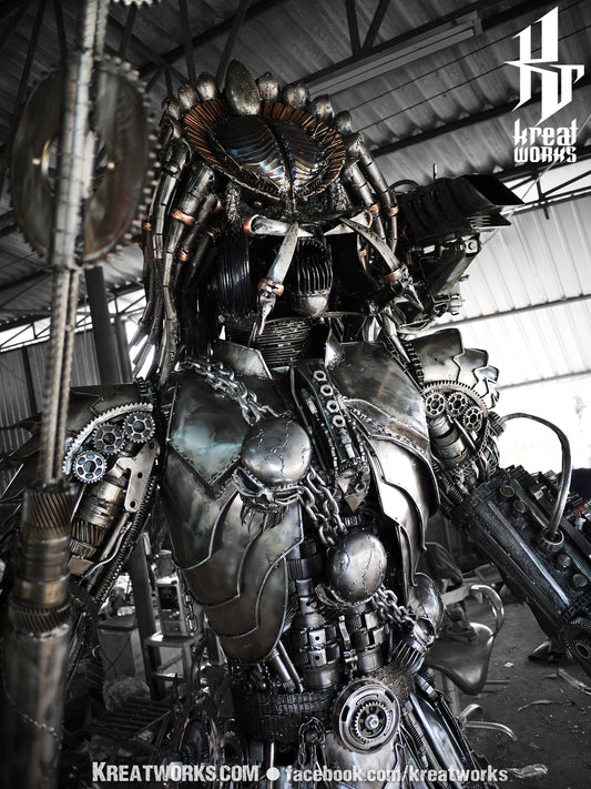 Steampunk Recycled Metal Brutal Hunter (made-to-order) / Recycle Metal Sustainable Sculpture Art