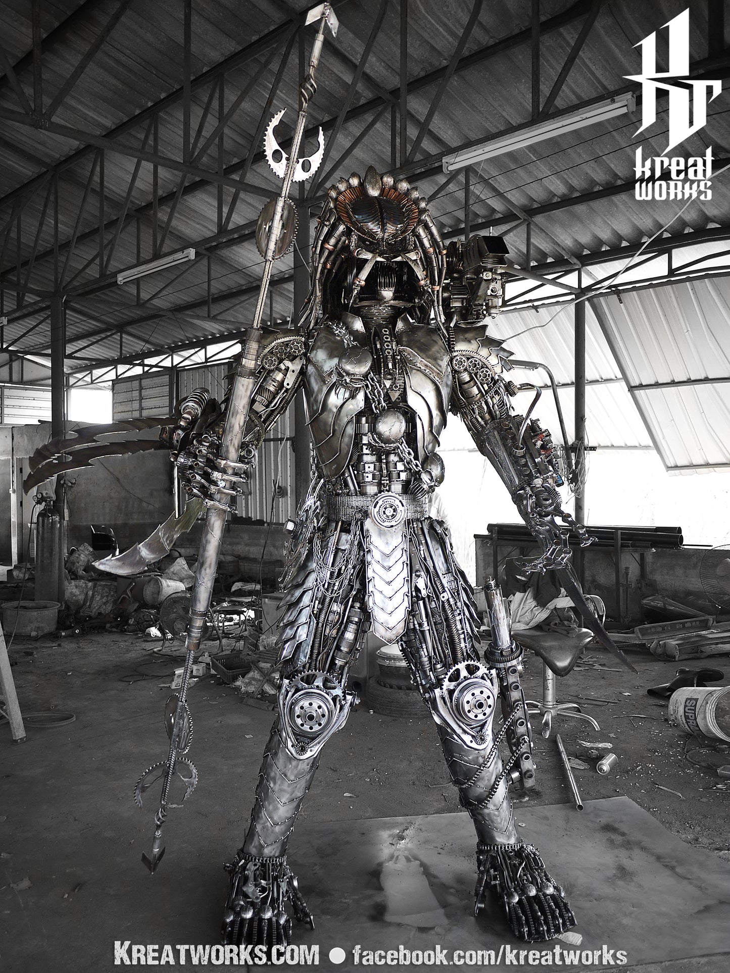 Steampunk Recycled Metal Brutal Hunter (made-to-order) / Recycle Metal Sustainable Sculpture Art