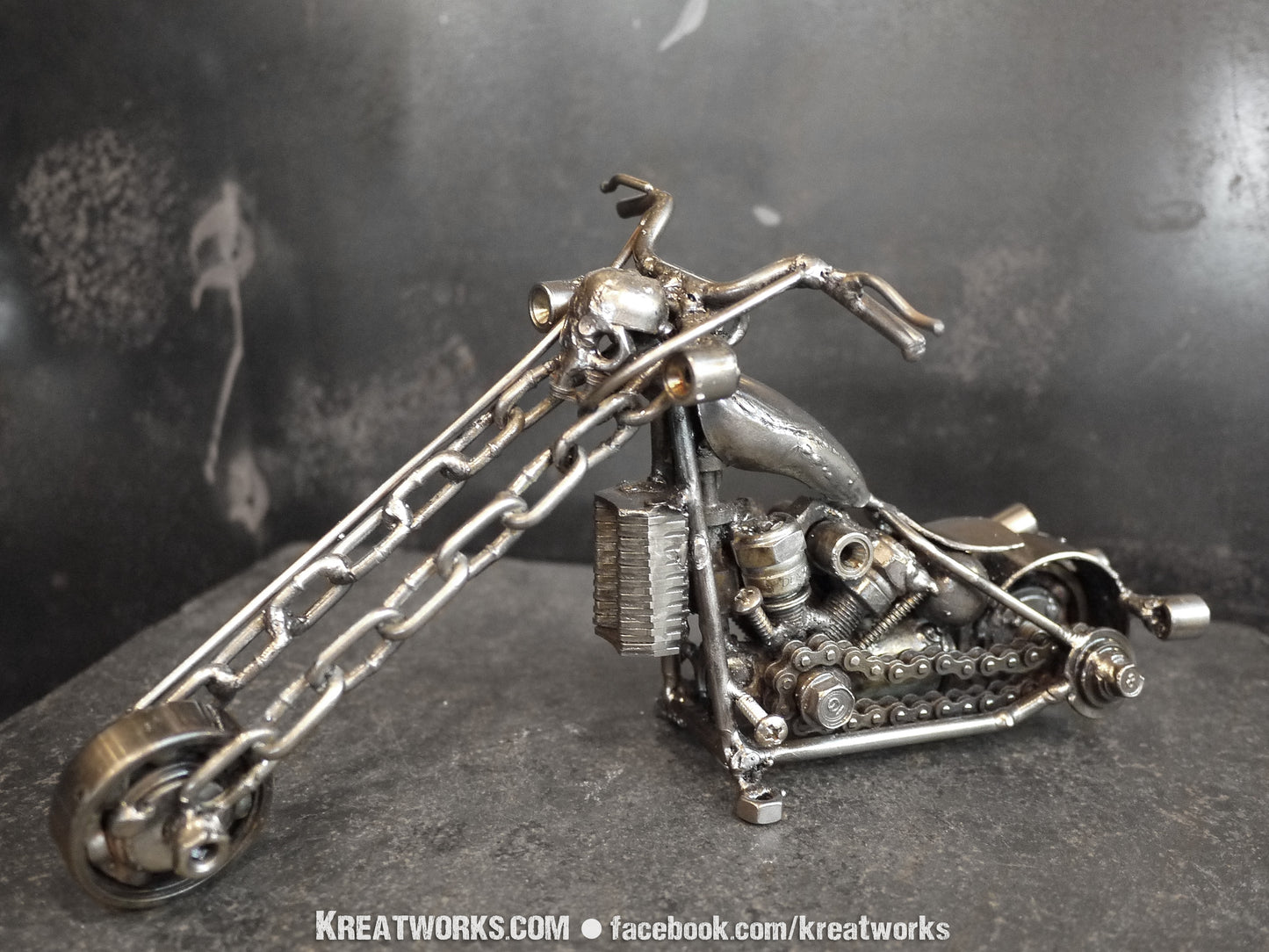 Skull Motorcycle (small item) / Recycle Metal Sustainable Sculpture Art