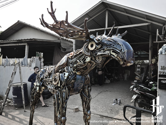 Recycled Metal Moose Sculpture : Made to order / Recycle Metal Sustainable Sculpture Art