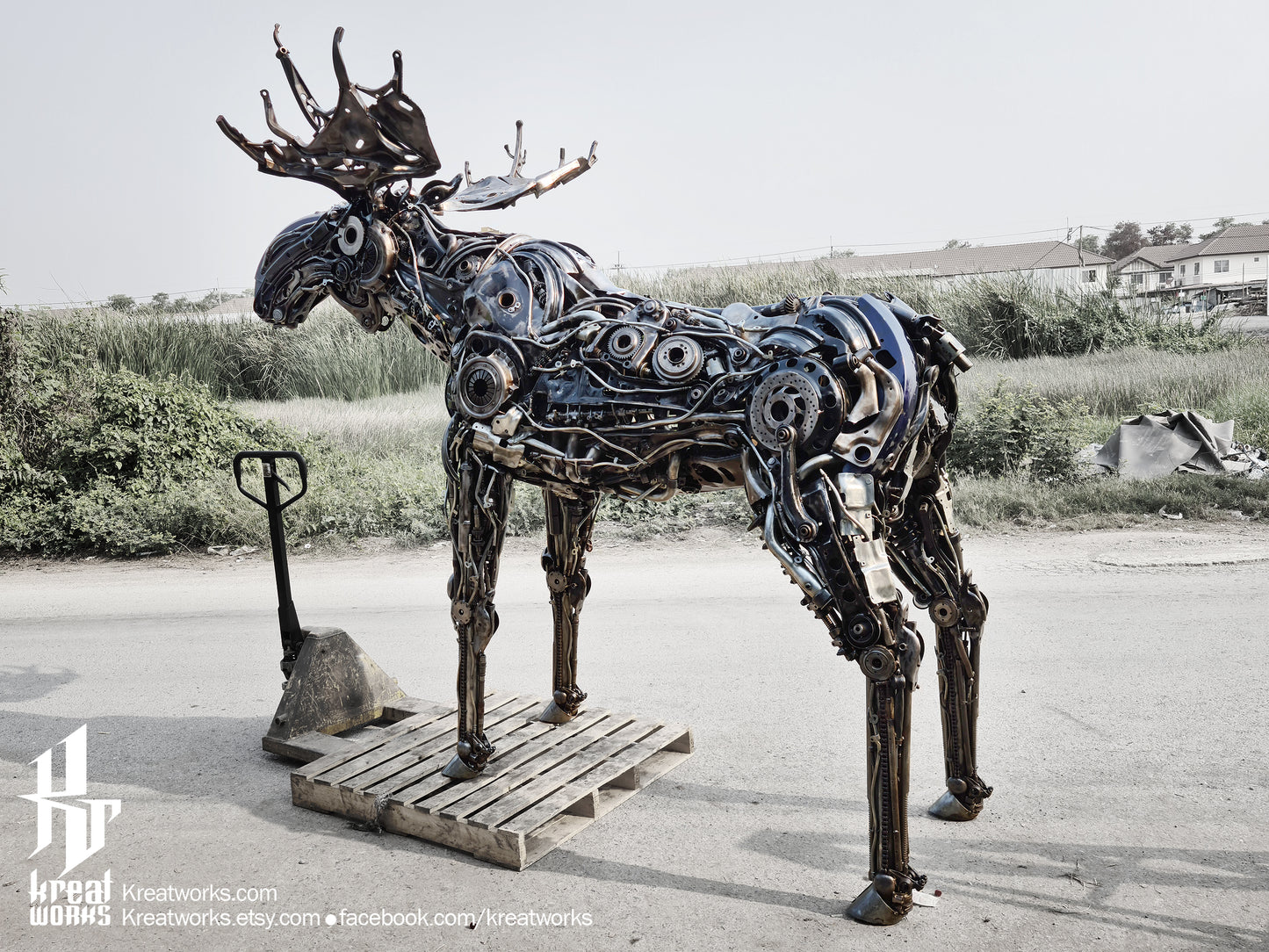 Recycled Metal Moose Sculpture : Made to order / Recycle Metal Sustainable Sculpture Art